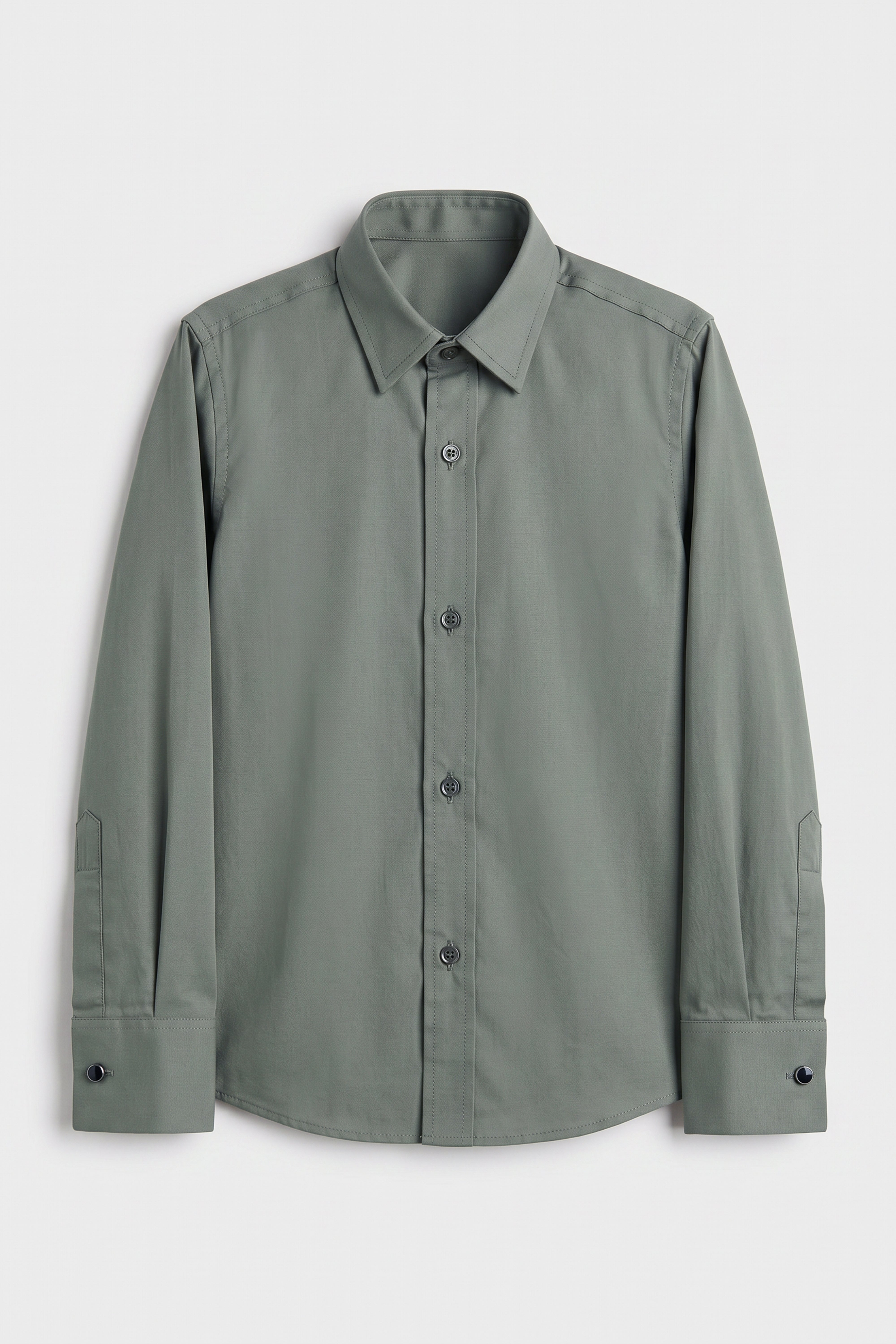 Boys Classic Collar Dress Shirt with Cufflinks - Green Front Picture