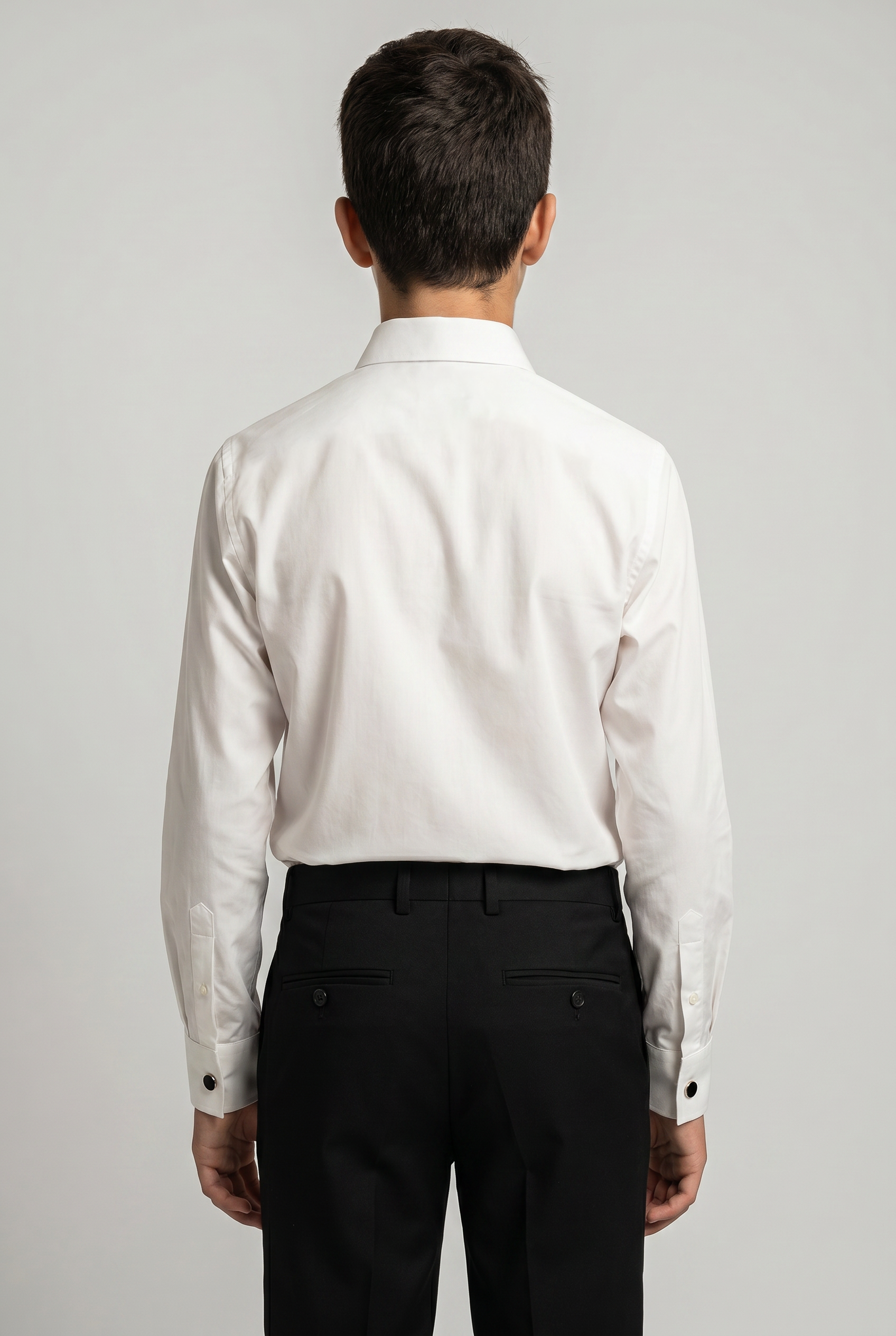 Boys Classic Collar Dress Shirt with Cufflinks - Ivory