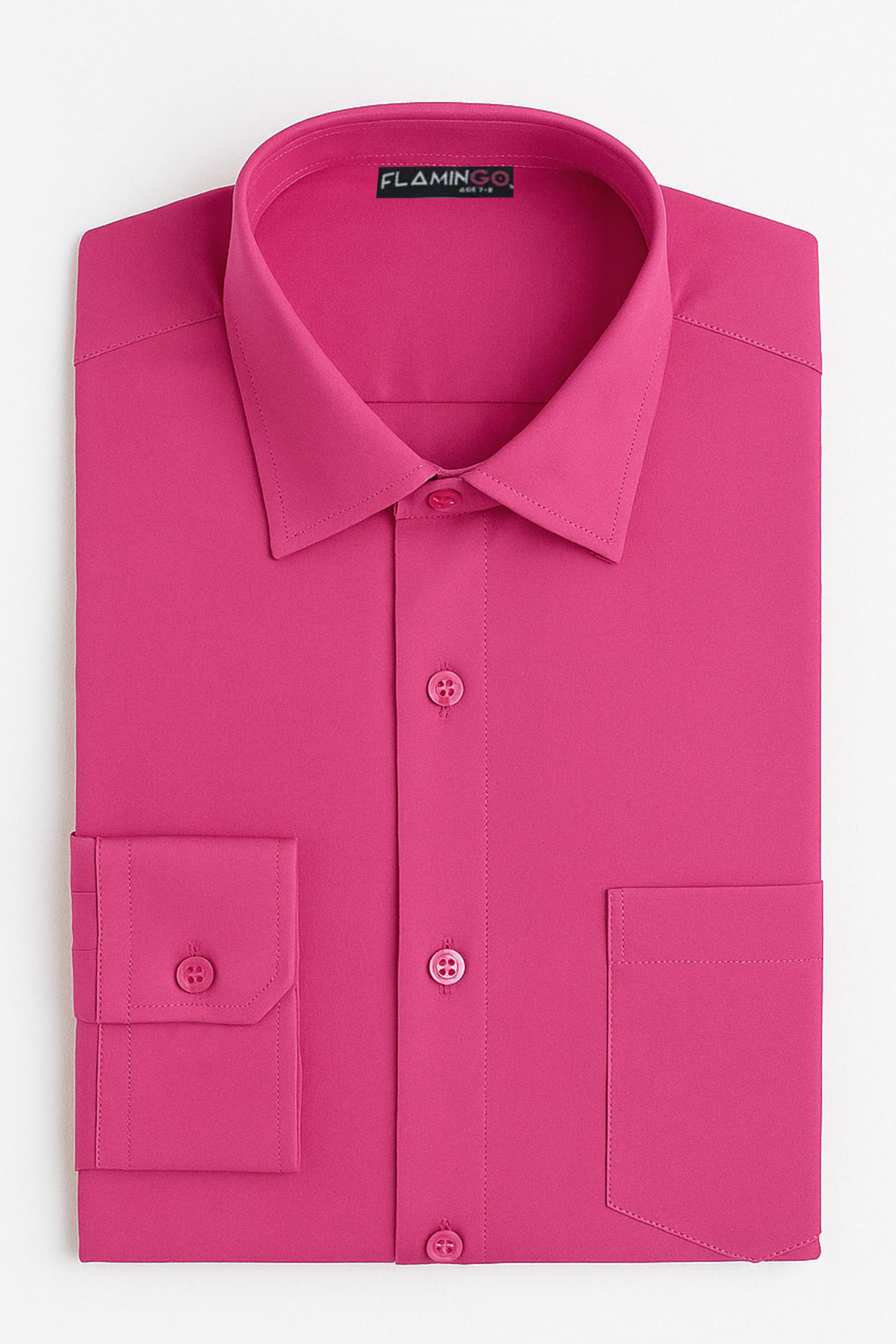 Boys Cotton Blend Formal Shirt - Fuchsia