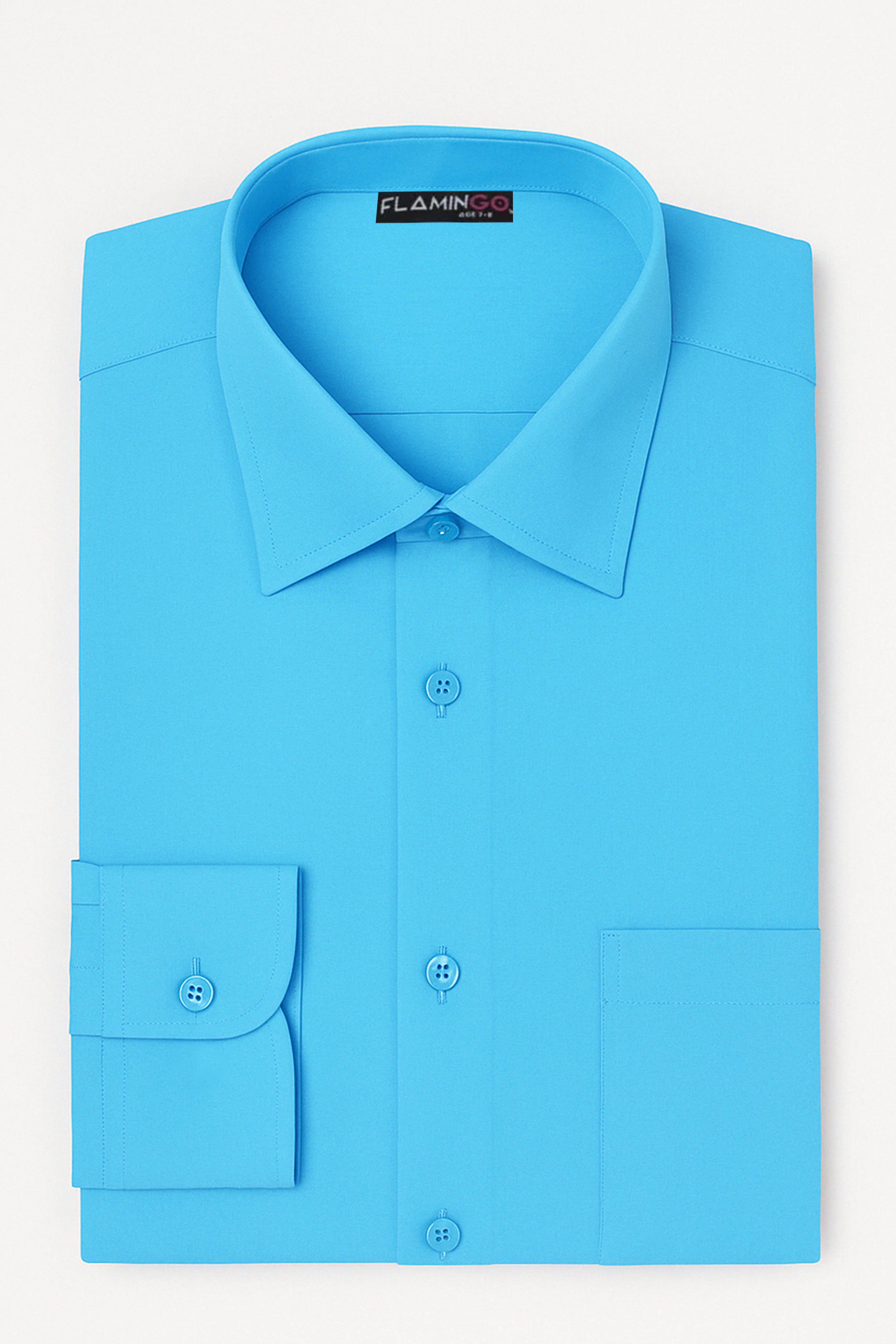 Boys Cotton Blend Formal Shirt - Turquoise Blue