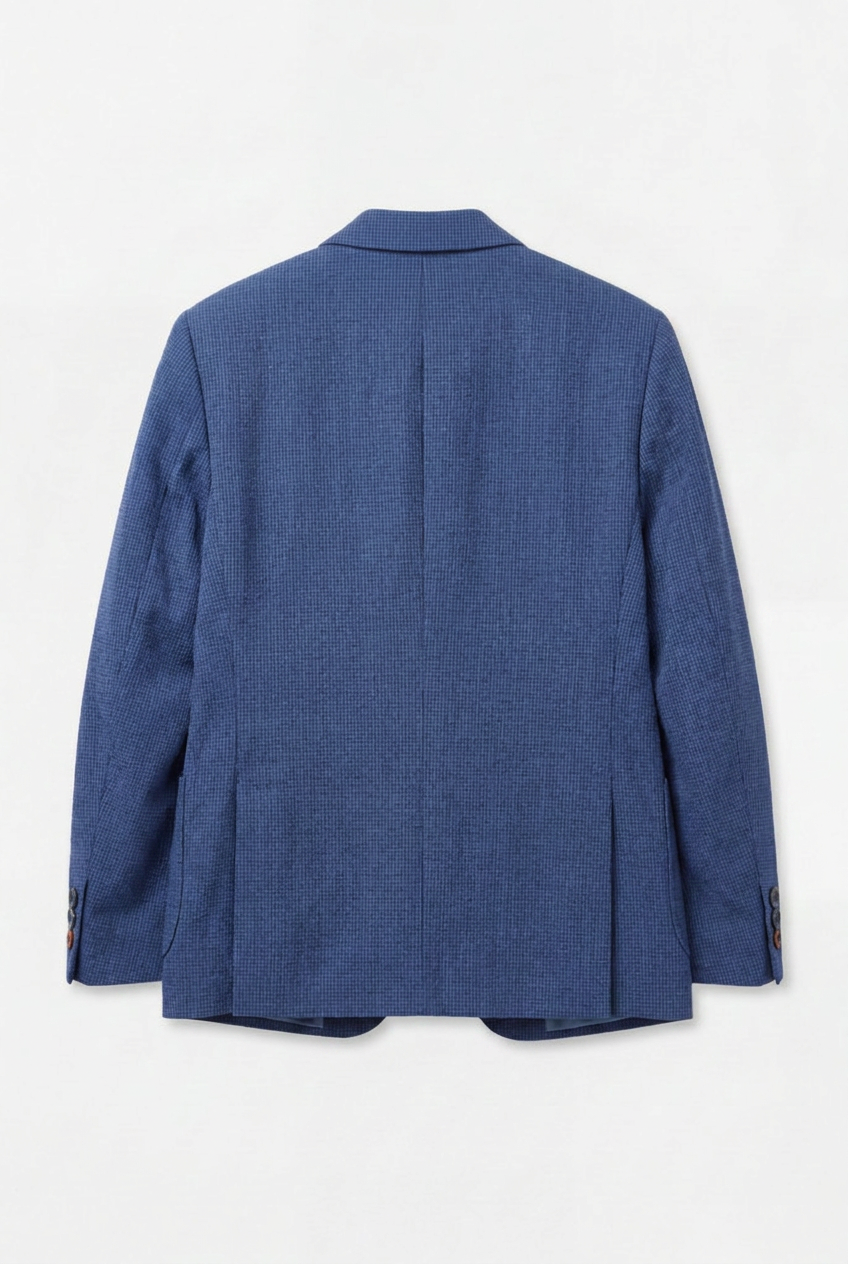 Boys Cotton Blend Slim Fit Formal Twill Blazer - Navy Blue