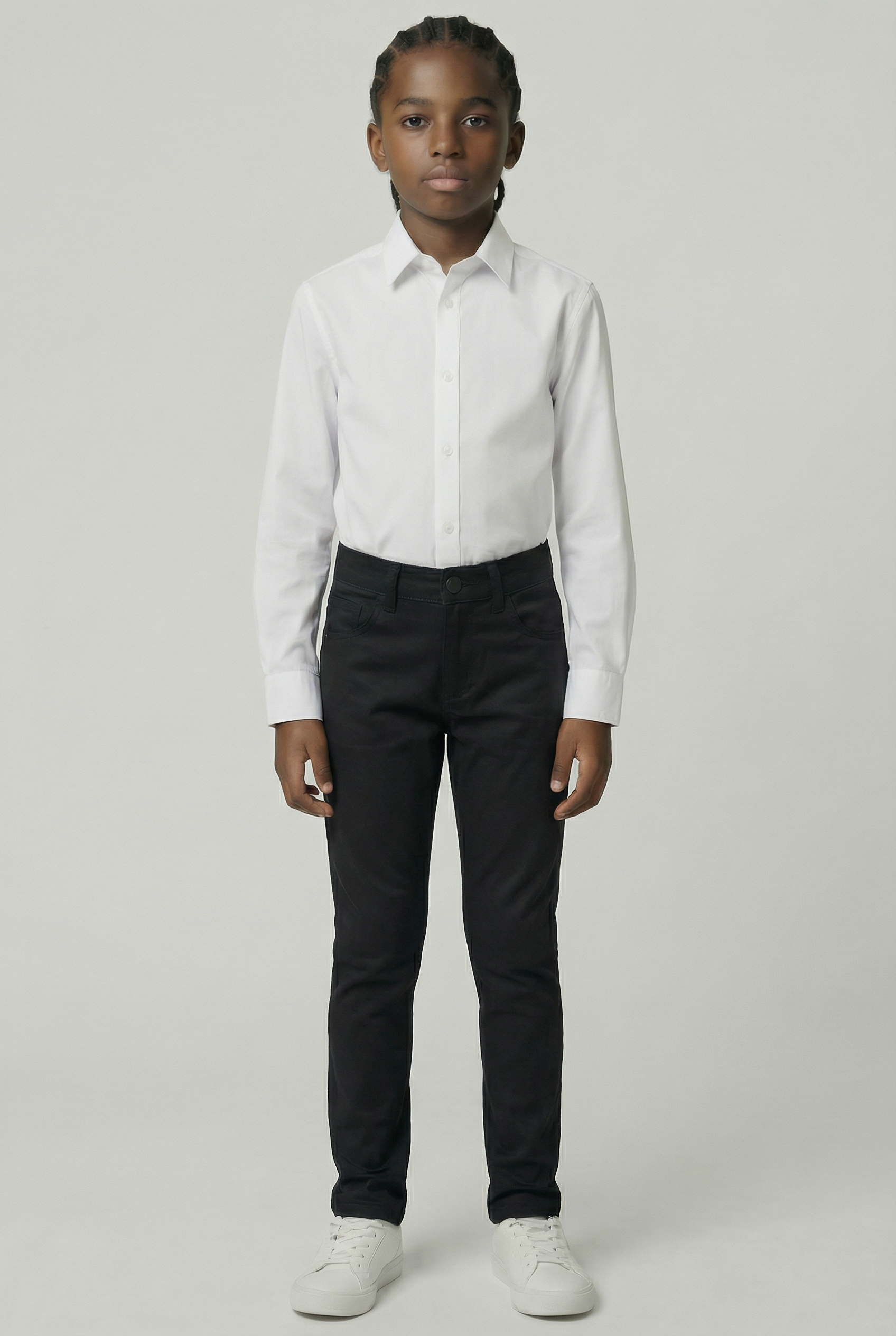 Boys Cotton Casual Stretch Chino Trousers – Black Model