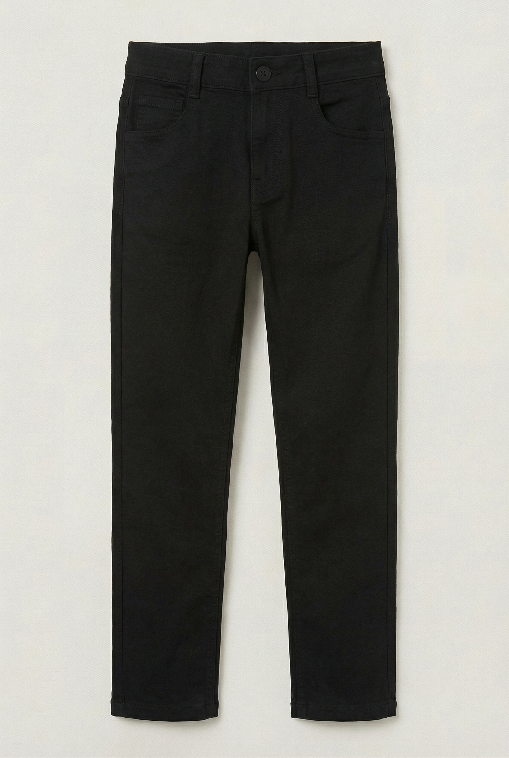 Boys Cotton Casual Stretch Chino Trousers – Black Front Picture