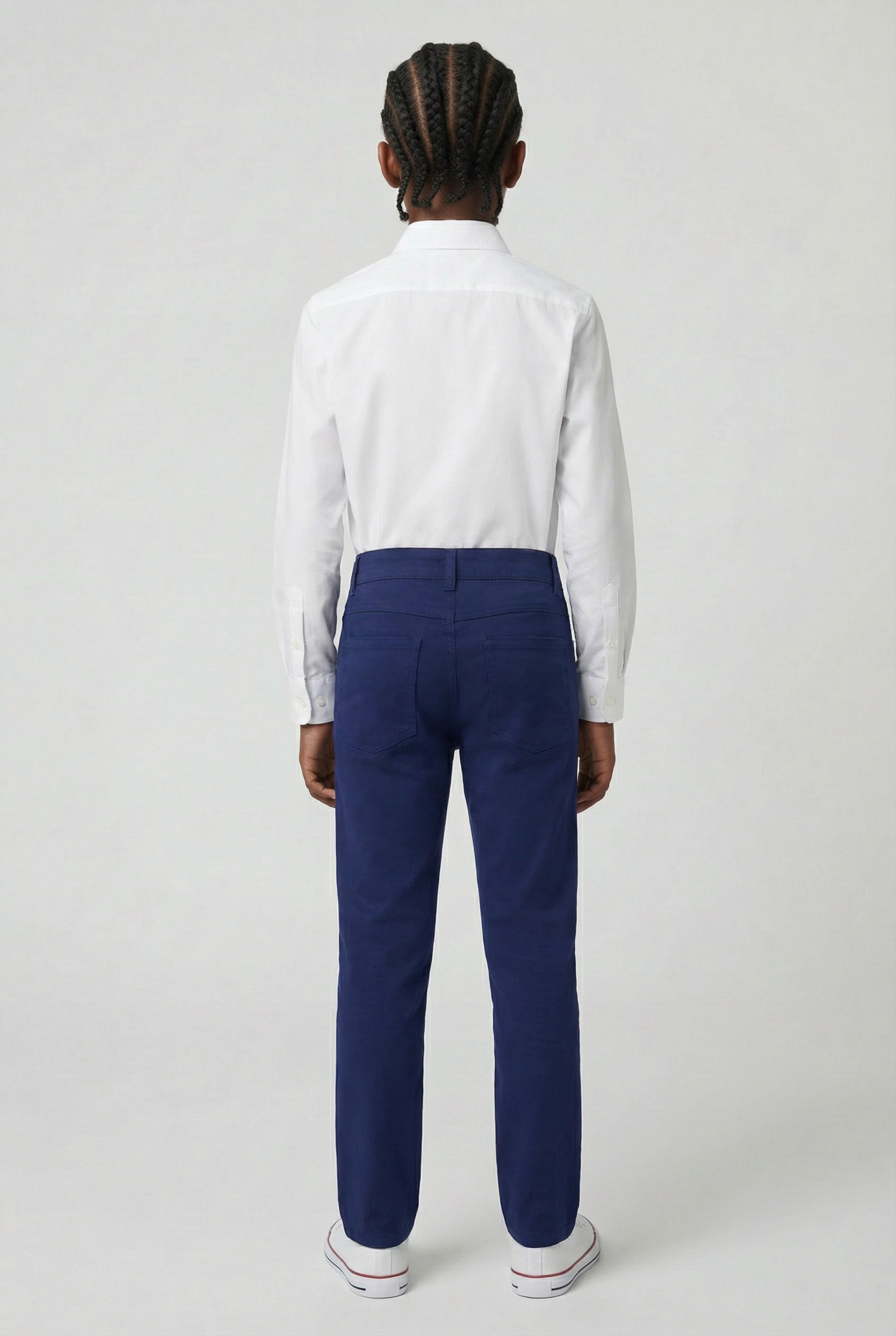 Boys Cotton Casual Stretch Chino Trousers – Parliament Blue Back Picture