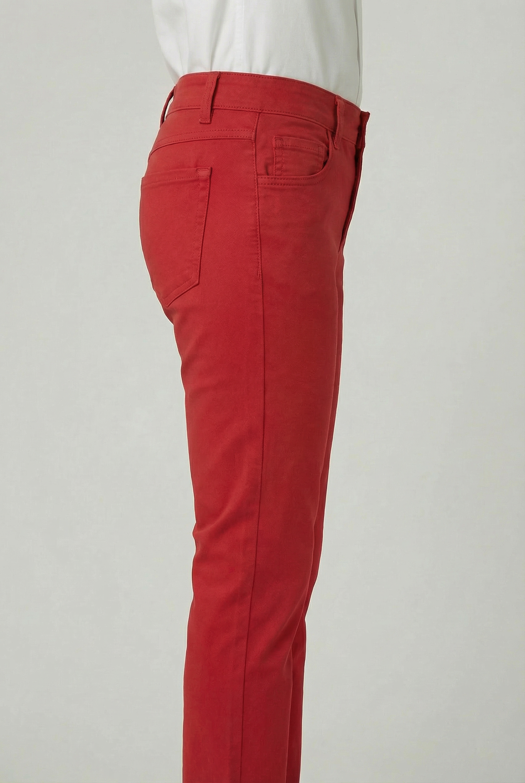 Boys Cotton Casual Stretch Chino Trousers – Red Side Picture