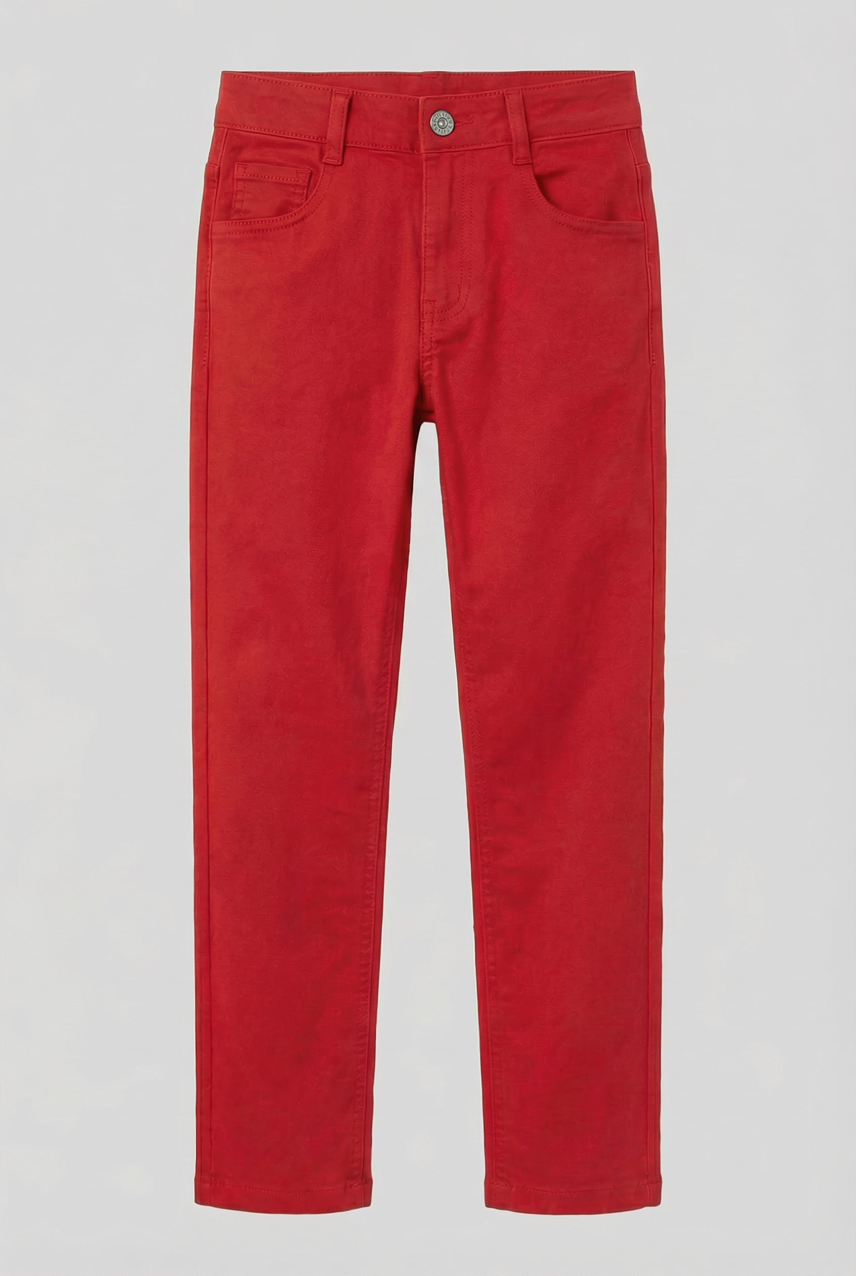 Boys Cotton Casual Stretch Chino Trousers – Red Front Picture