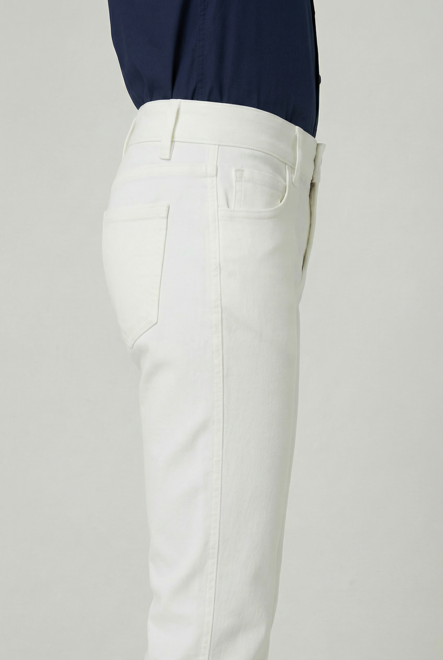 Boys Cotton Casual Stretch Chino Trousers – White Side Picture
