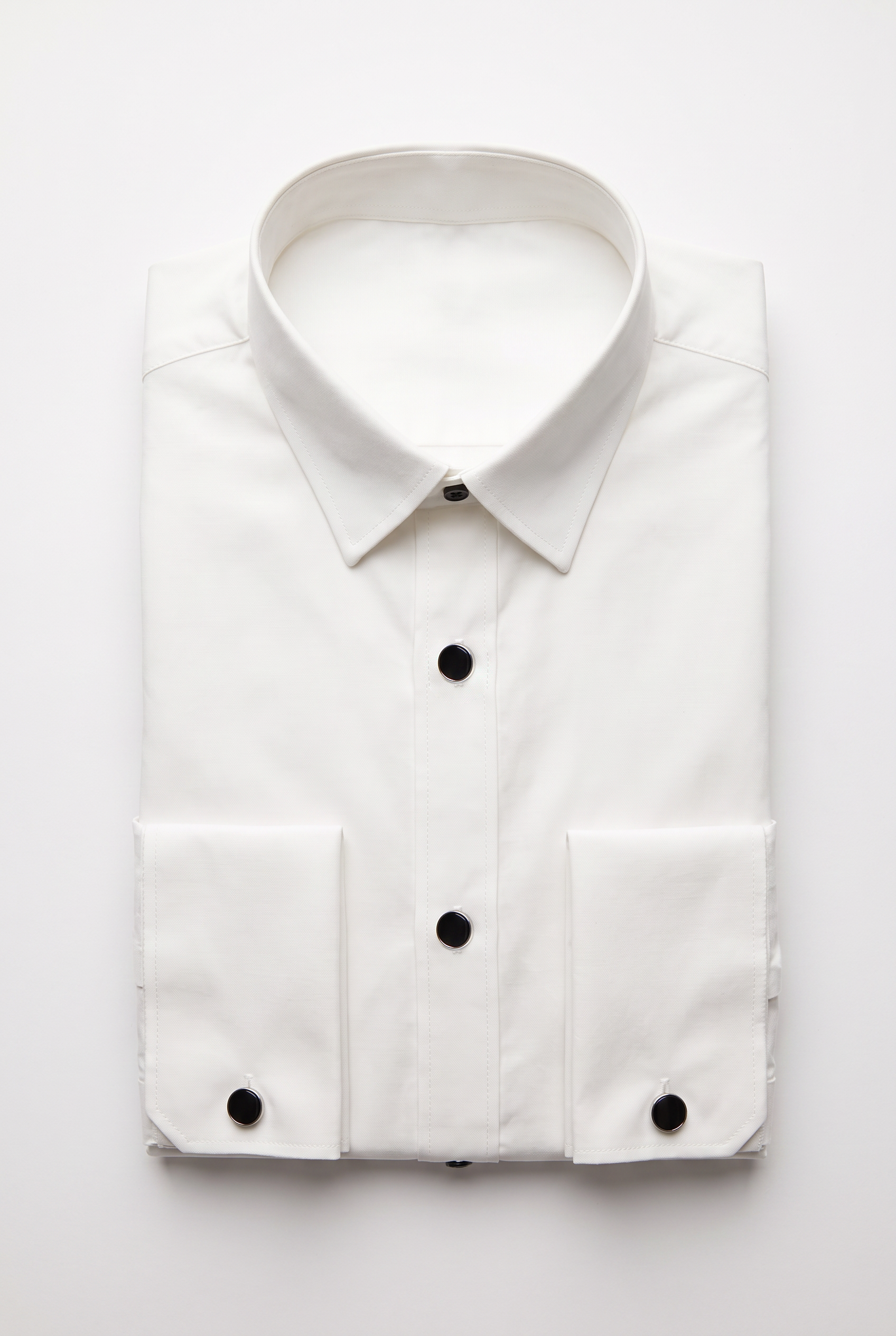 Boys Cotton Dress Shirt with Black Stud Buttons & Cufflinks - Ivory