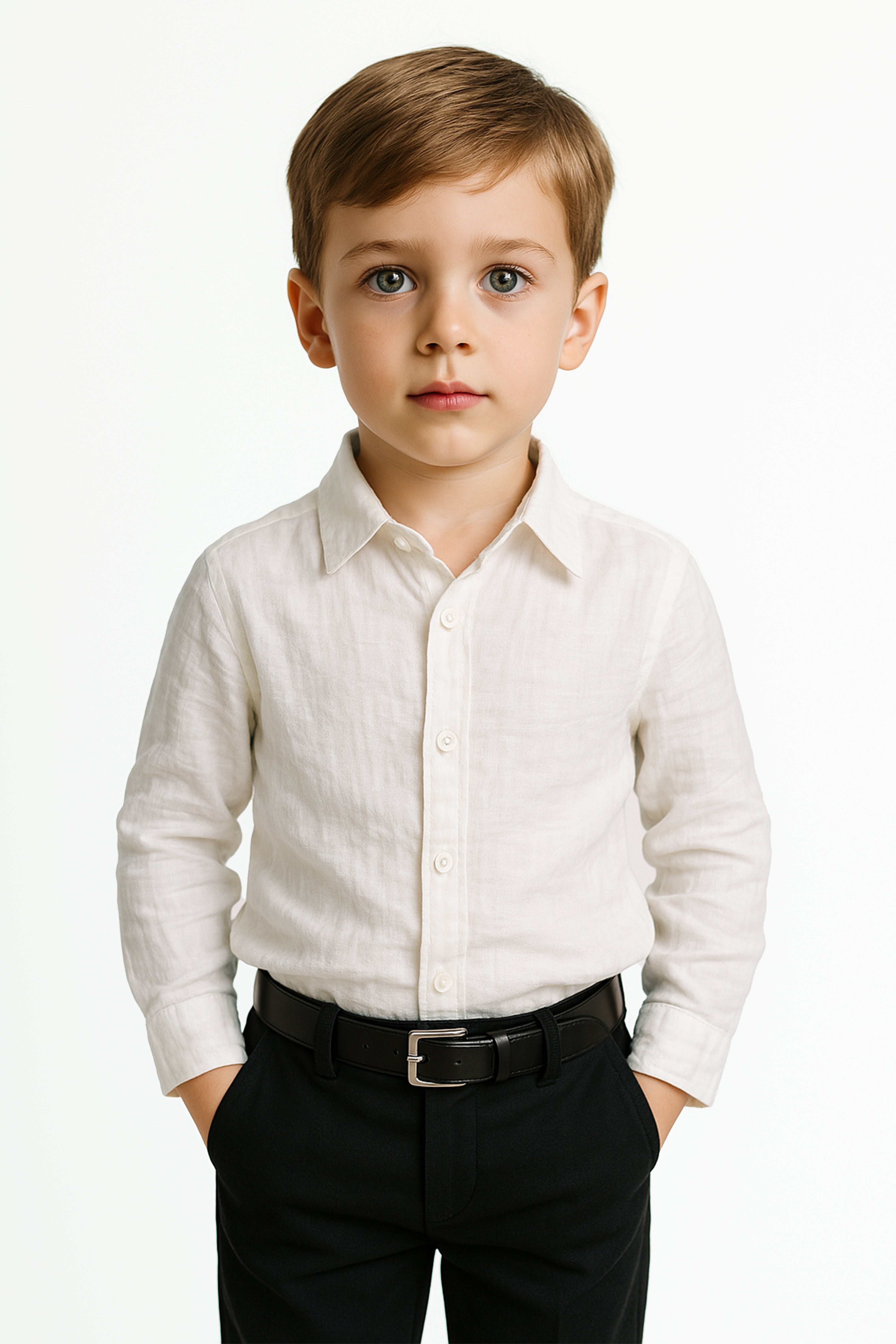 Baby Boys’ & Boys’ Linen Cotton Smart Casual Shirt - Ivory Cream