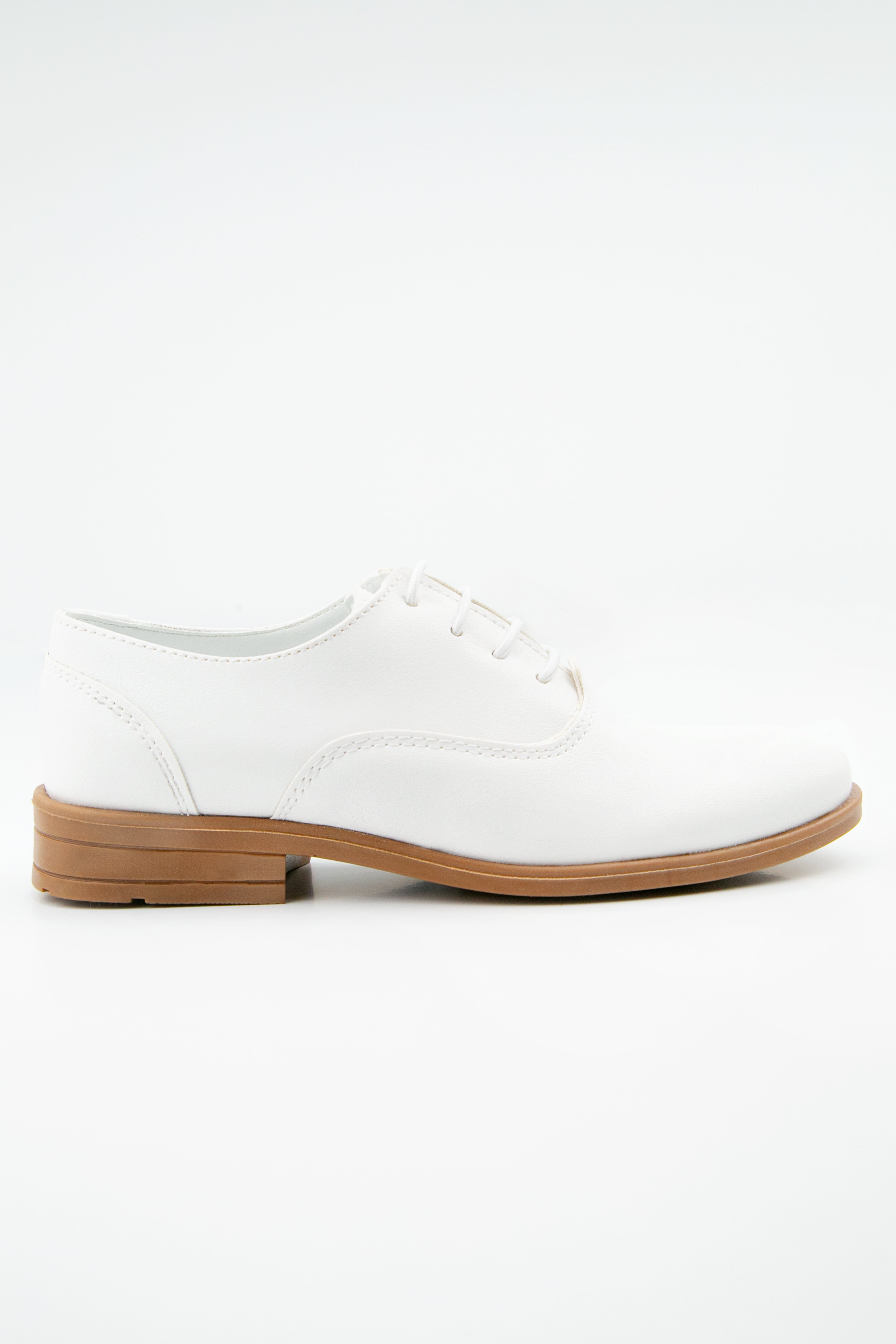 Boys Derby Communion Lace Up Dress Shoes - Majestic - White Side