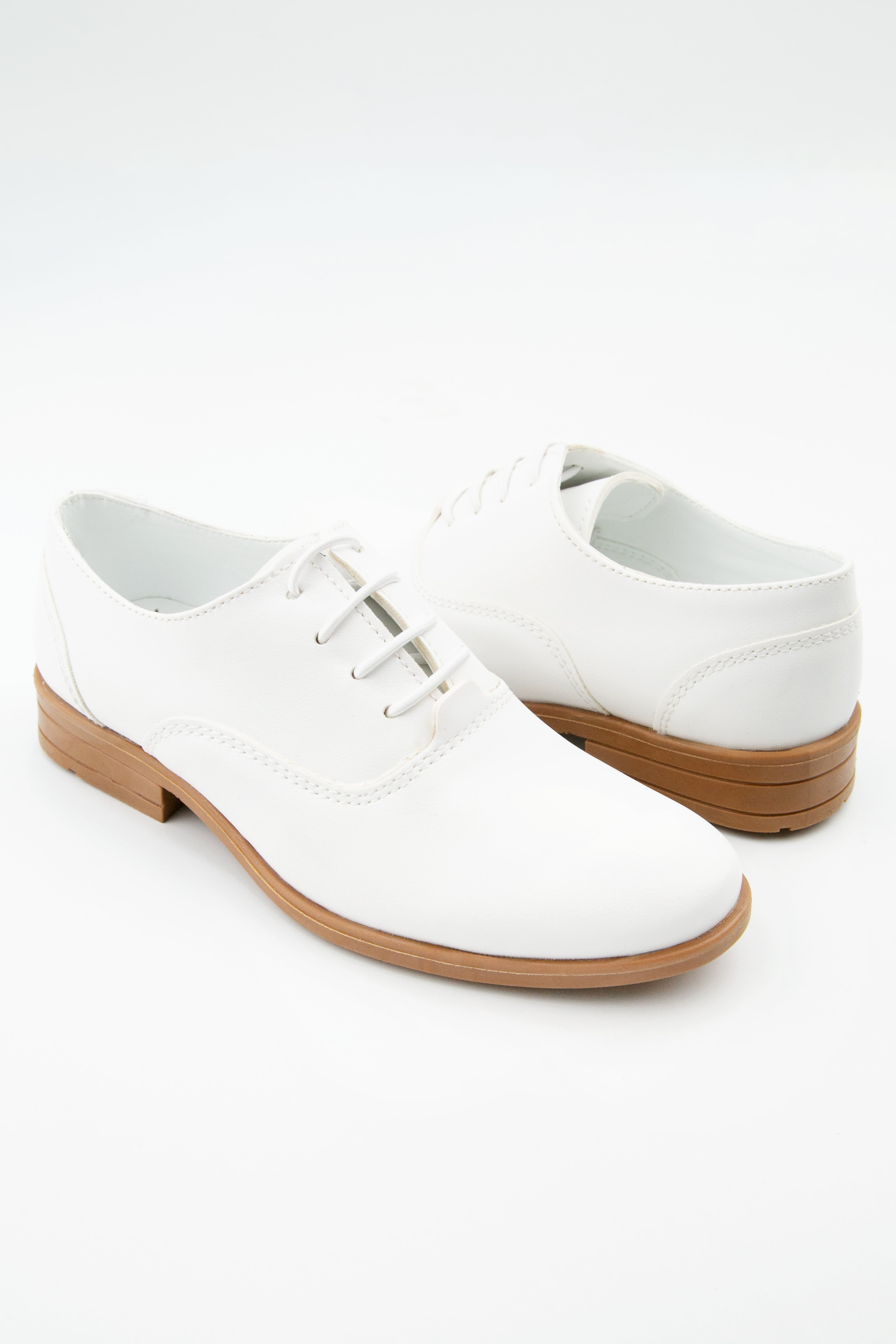 Boys Derby Communion Lace Up Dress Shoes - Majestic - White