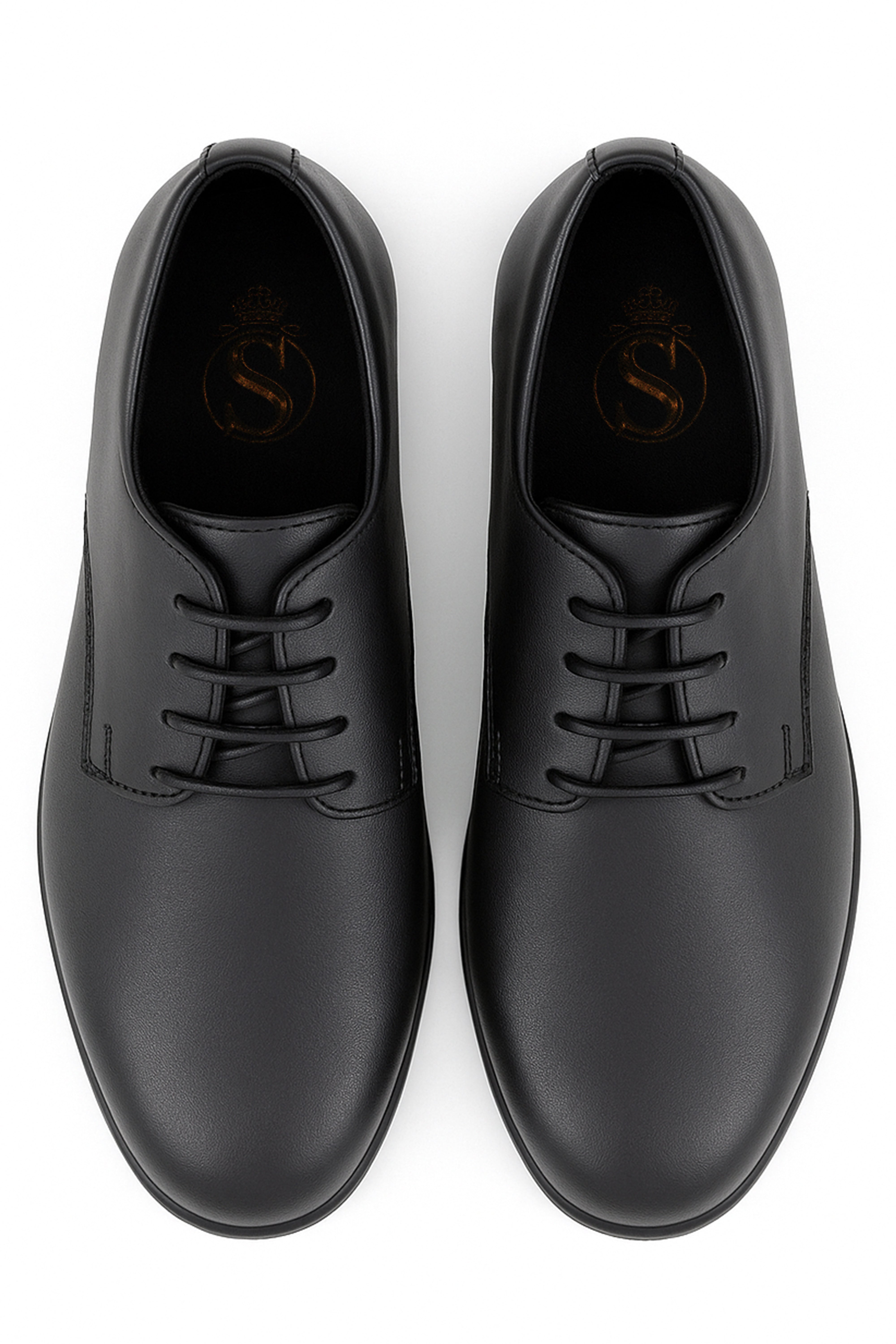 Boys Derby Mat Lace Up Dress Shoes - COLOMBIA - Black Front Picture
