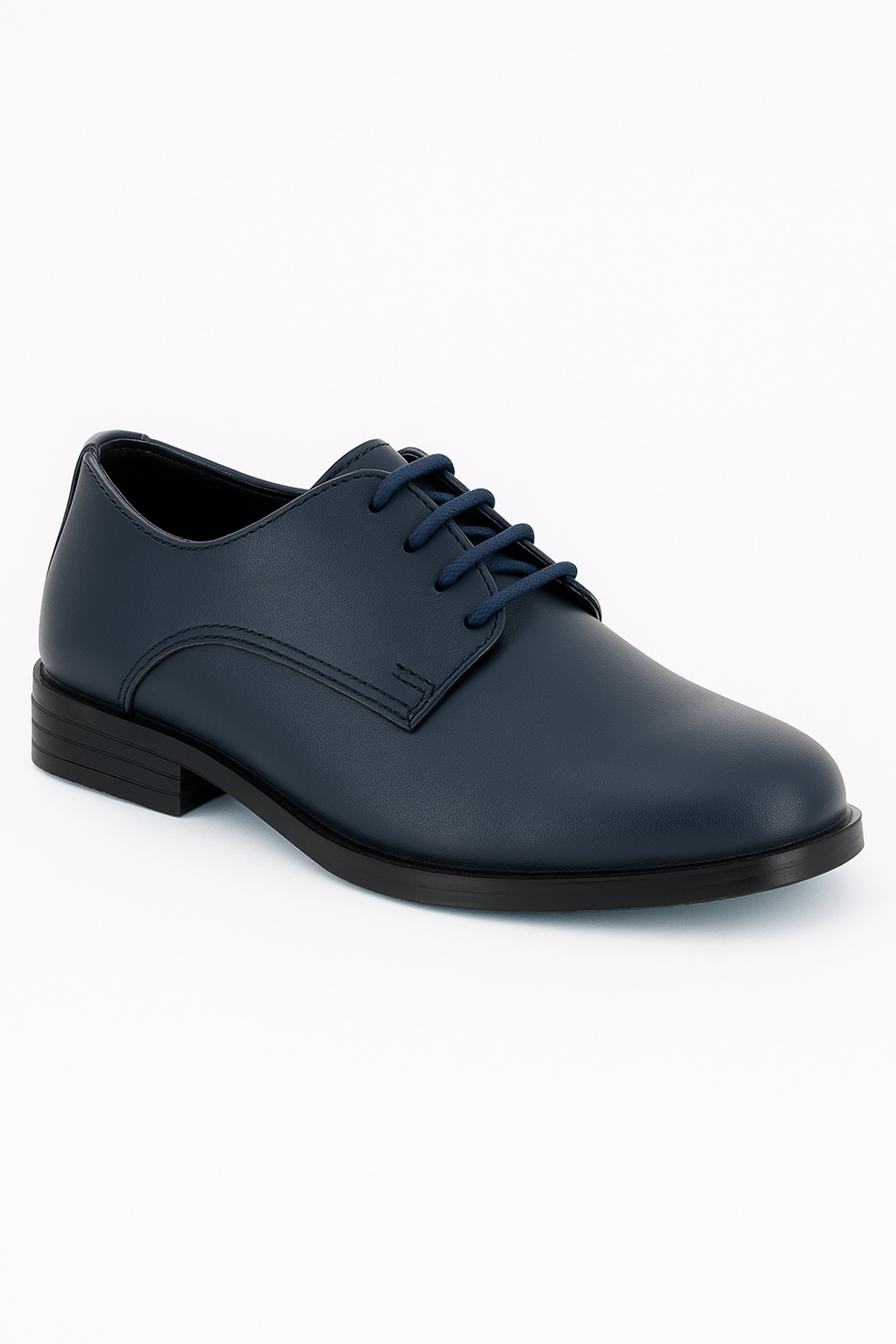 Boys Derby Mat Lace Up Formal Navy Blue Shoes - Atlanta - Navy Blue Side Picture