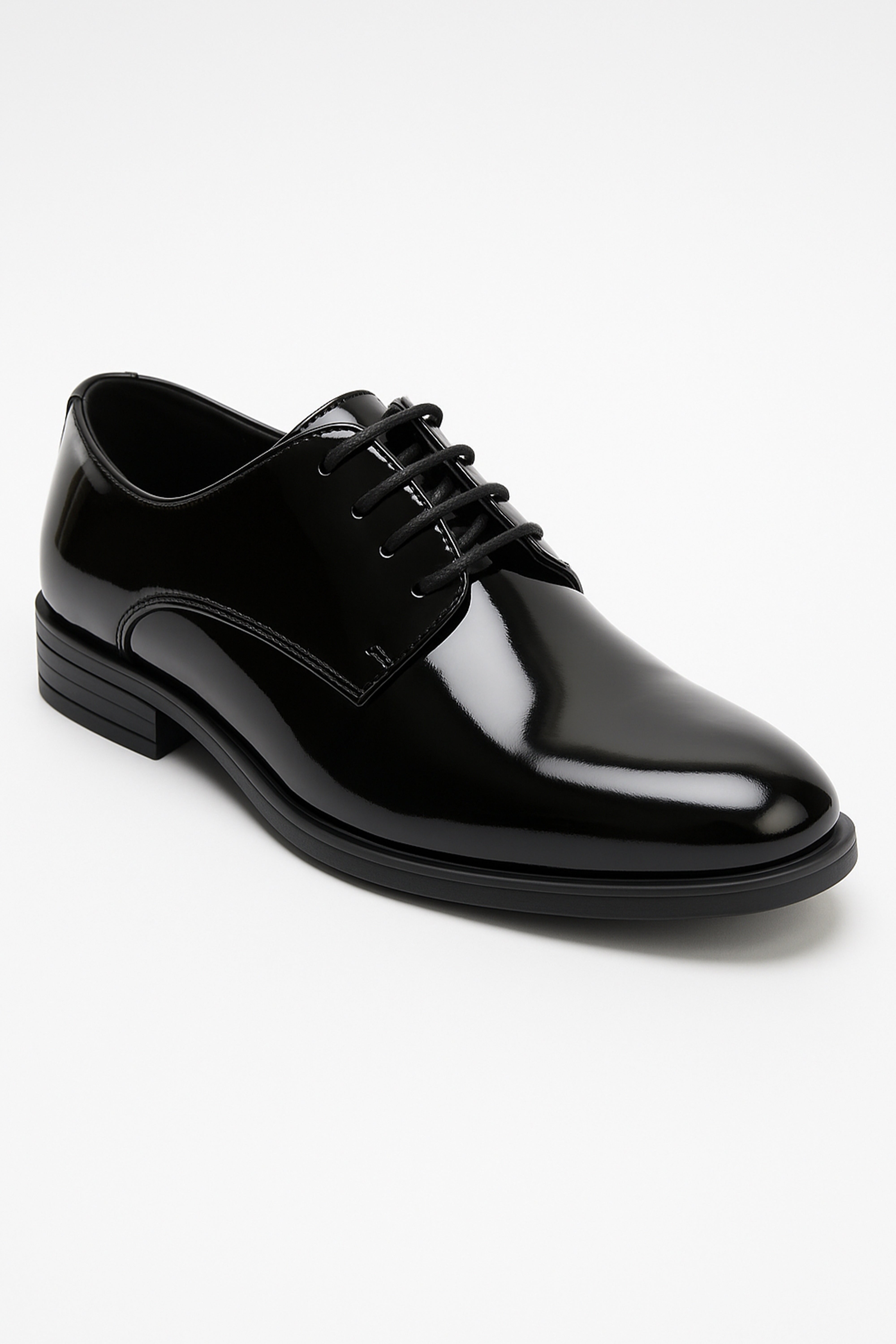 Boys Derby Patent Lace Up Formal Shoes - Black Side Picture