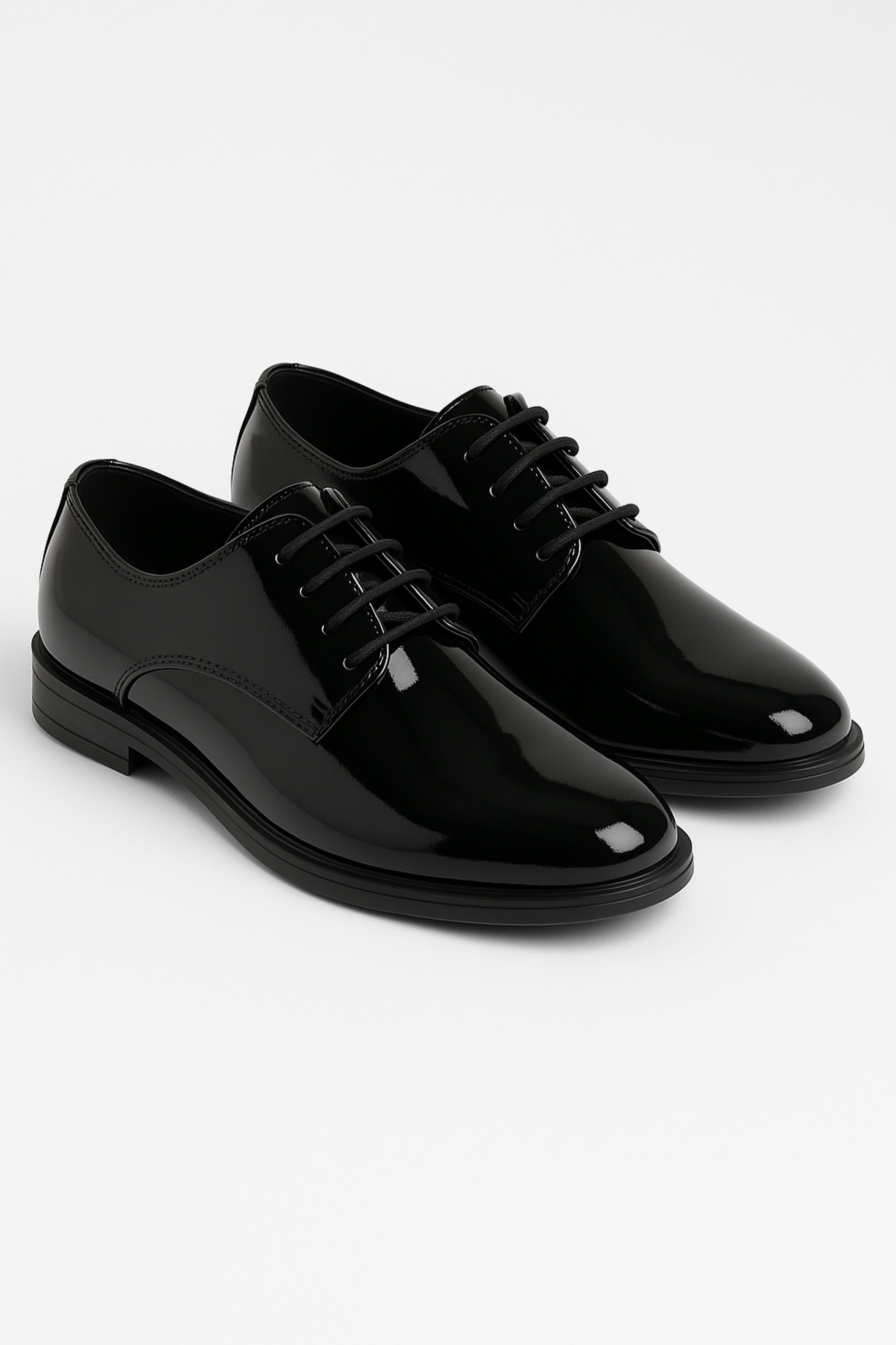Boys Derby Patent Lace Up Formal Shoes - Black Pair Side Picture