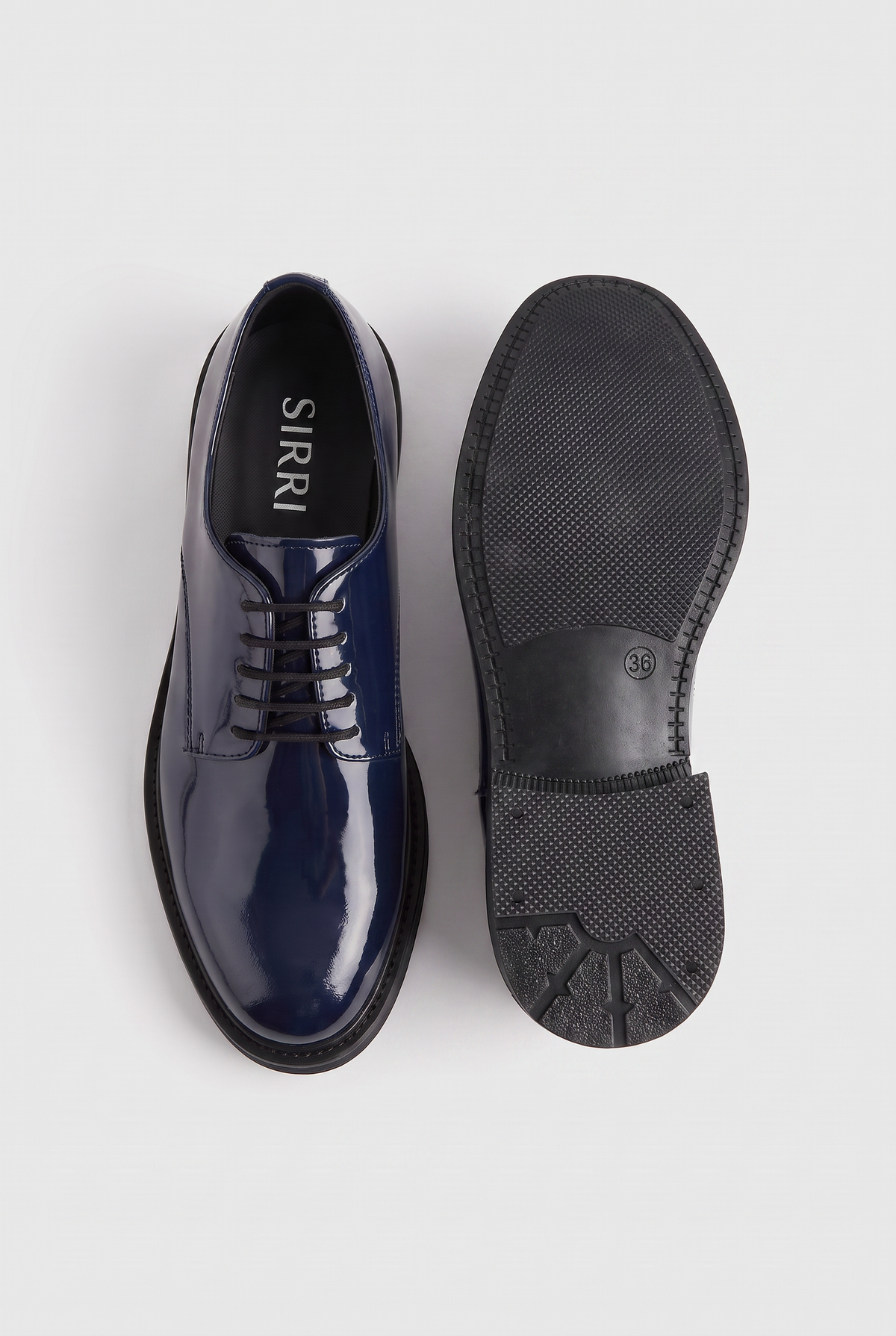 Boys Derby Patent Lace Up Formal Shoes - Navy Sole Picture