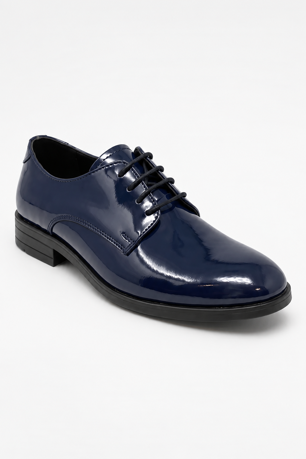 Boys Derby Patent Lace Up Formal Shoes - Navy Side Picture