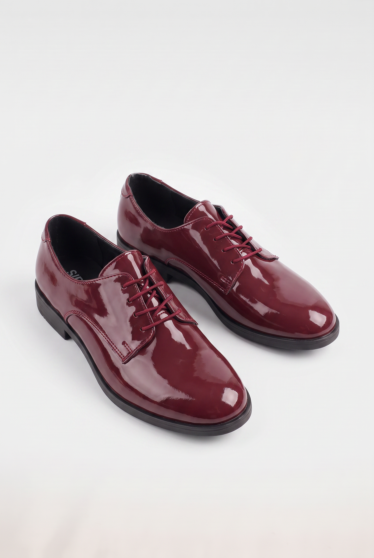 Boys Derby Patent Lace Up Formal Shoes - Wine Pair Side Picture
