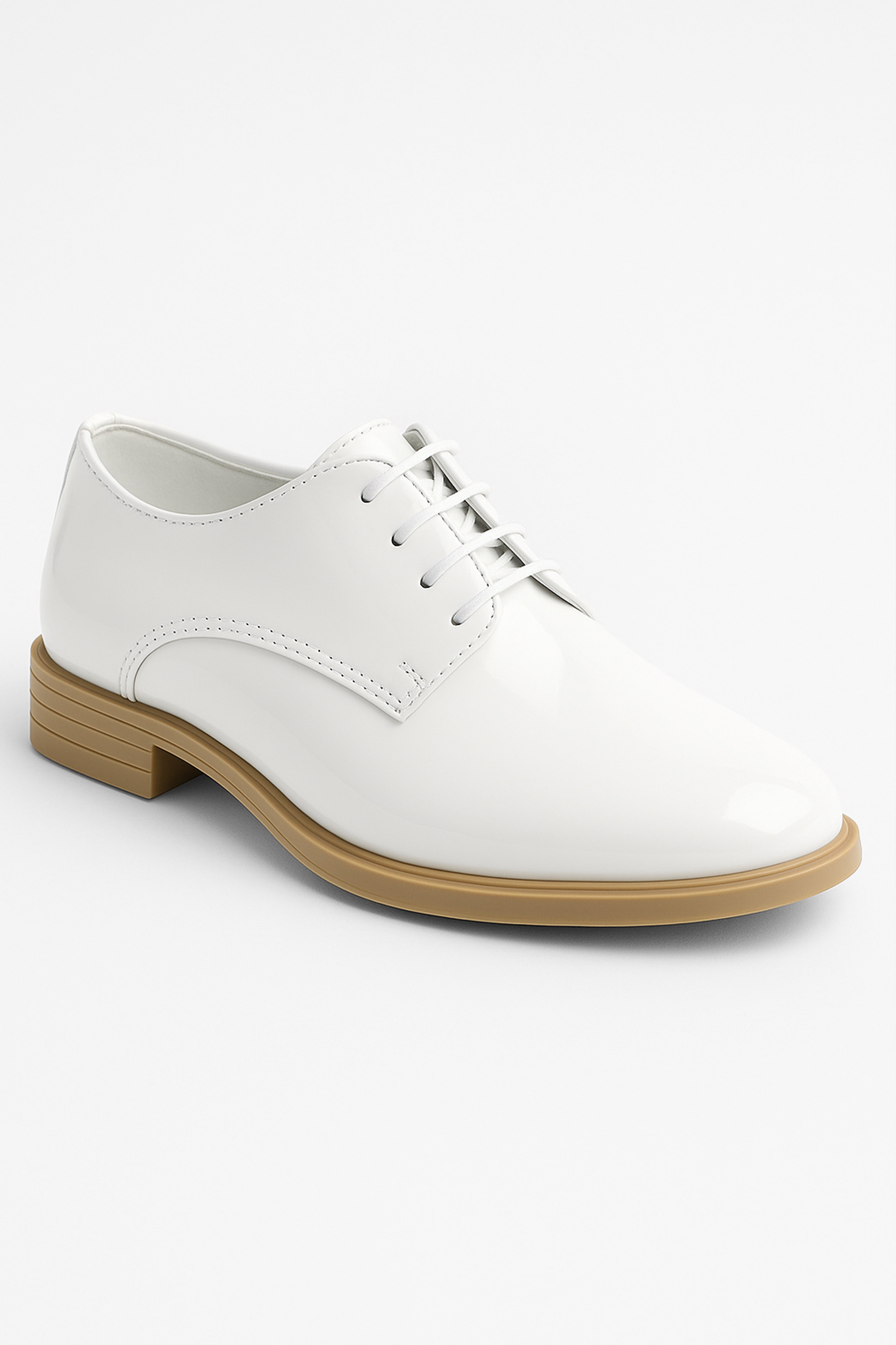 Boys Derby Patent Lace Up White Communion Shoes - White Side Picture