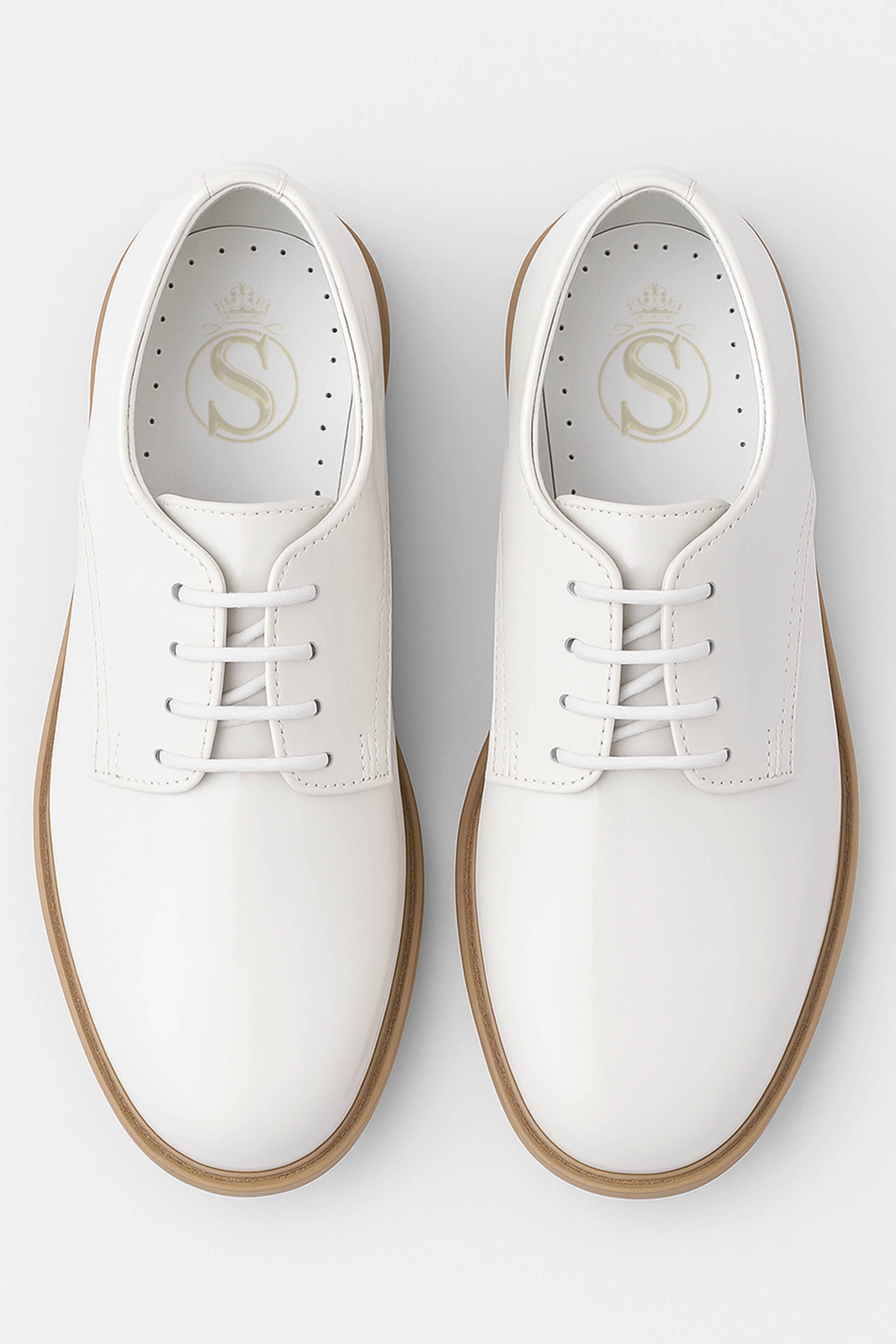 Boys Derby Patent Lace Up White Communion Shoes - White Front Picture