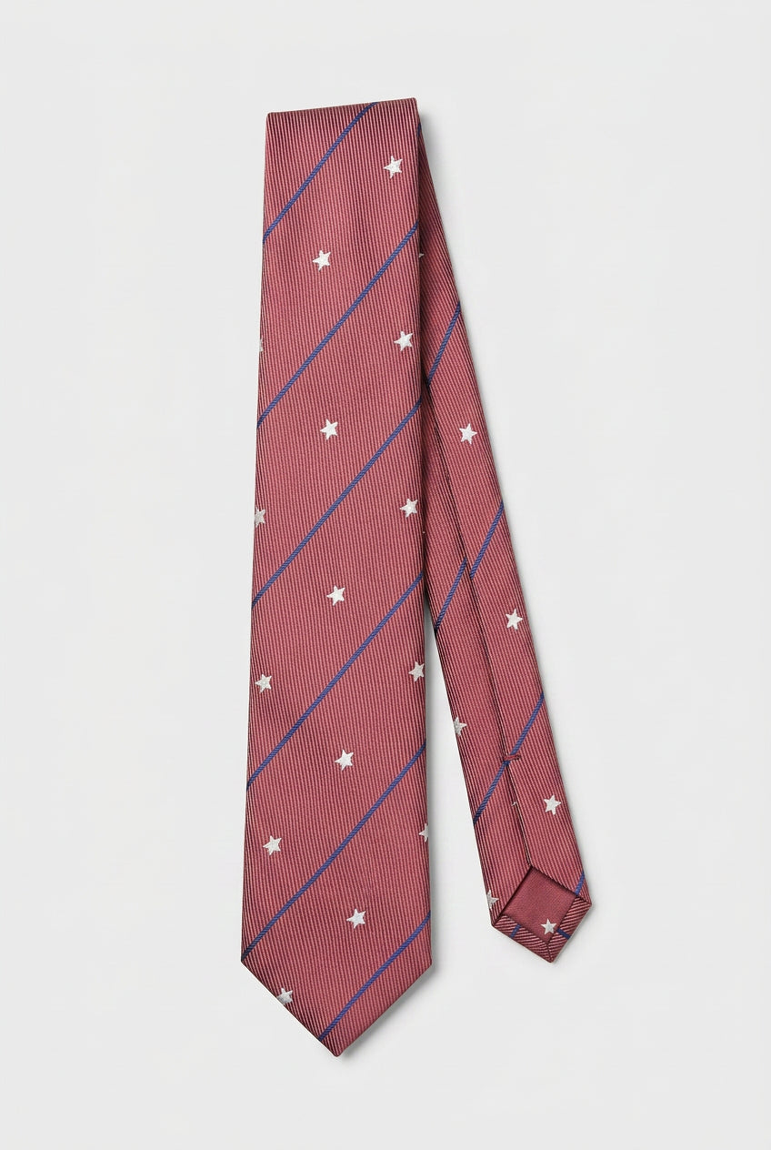 Boys Diagonal Striped Jacquard Slim Tie - Burgundy