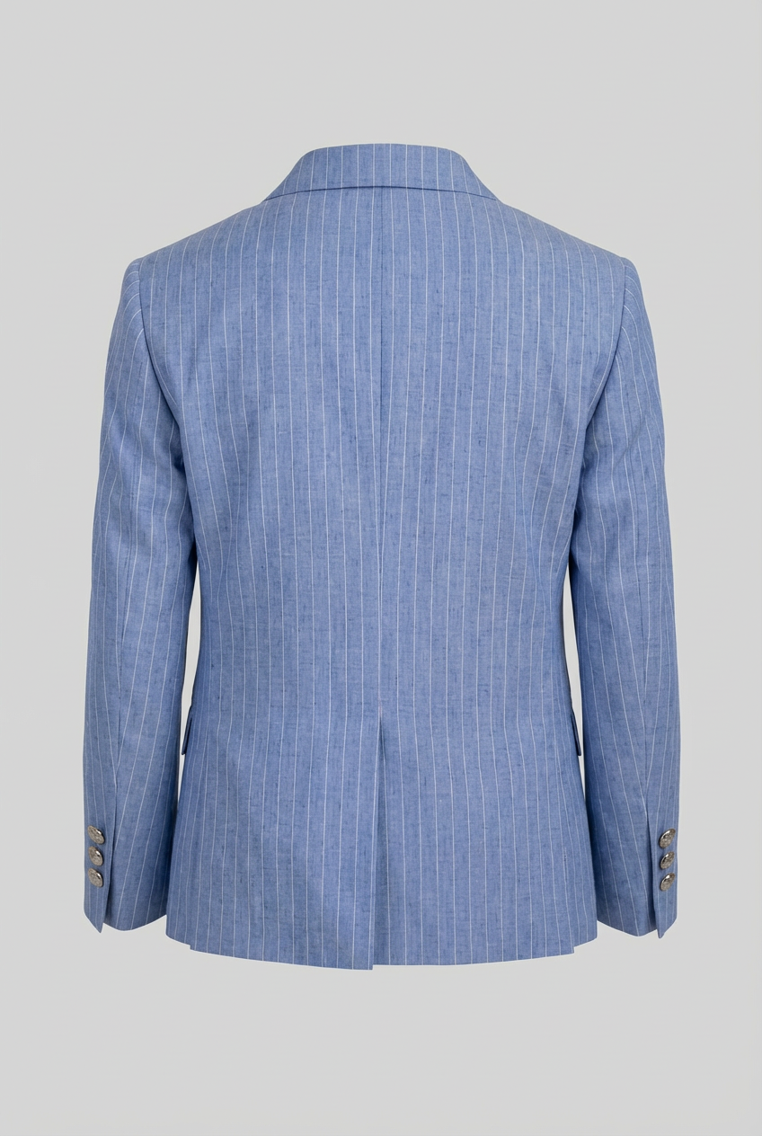 Boys Double-Breasted Pinstripe Suit - 3-Piece & 6-Piece Set - Sky Blue