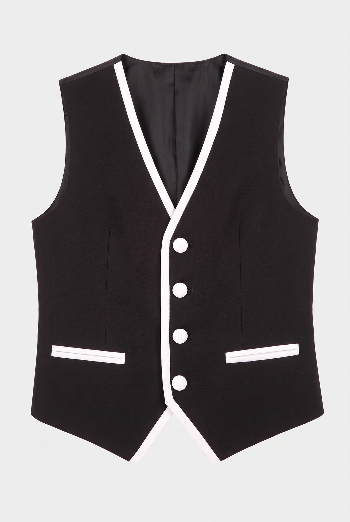 Boys Exclusive Piping Tuxedo Suit - Black - White