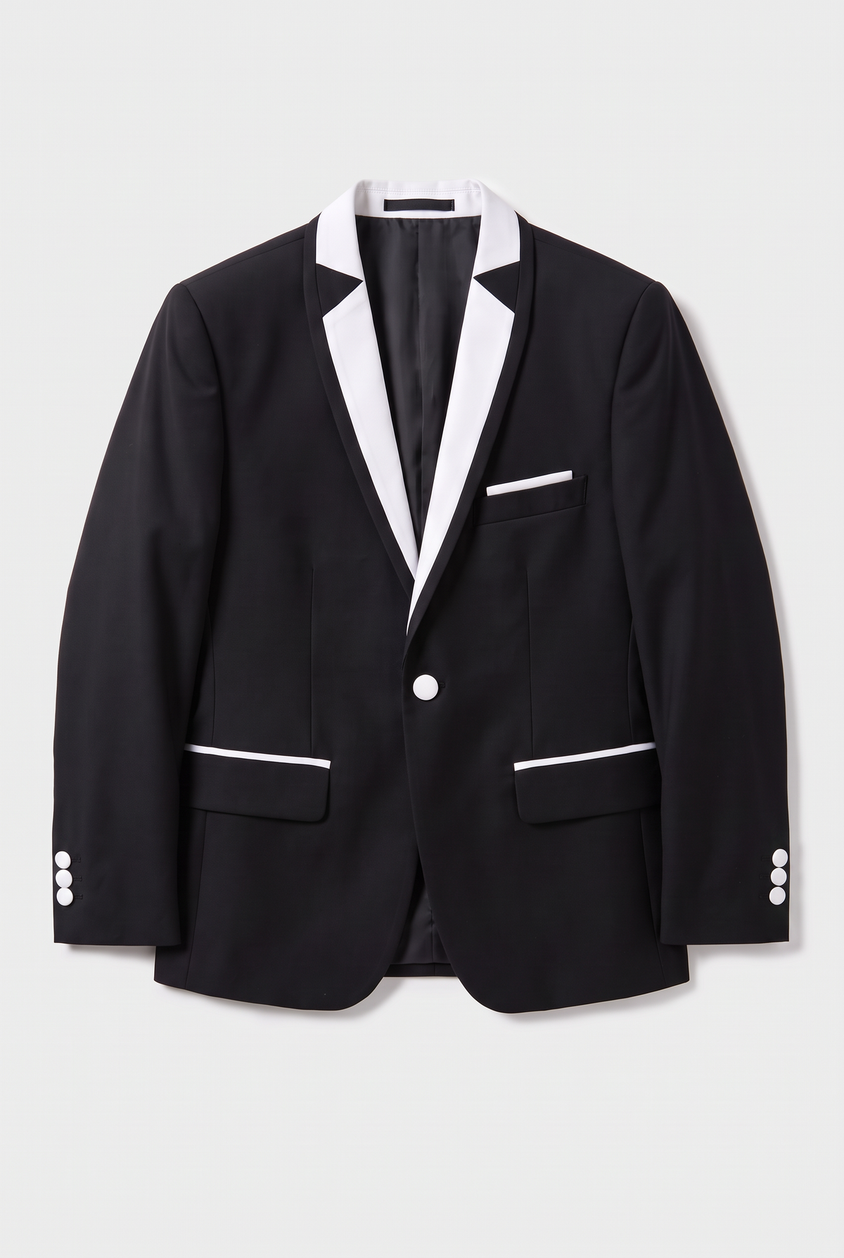 Boys Exclusive Piping Tuxedo Suit - Black - White