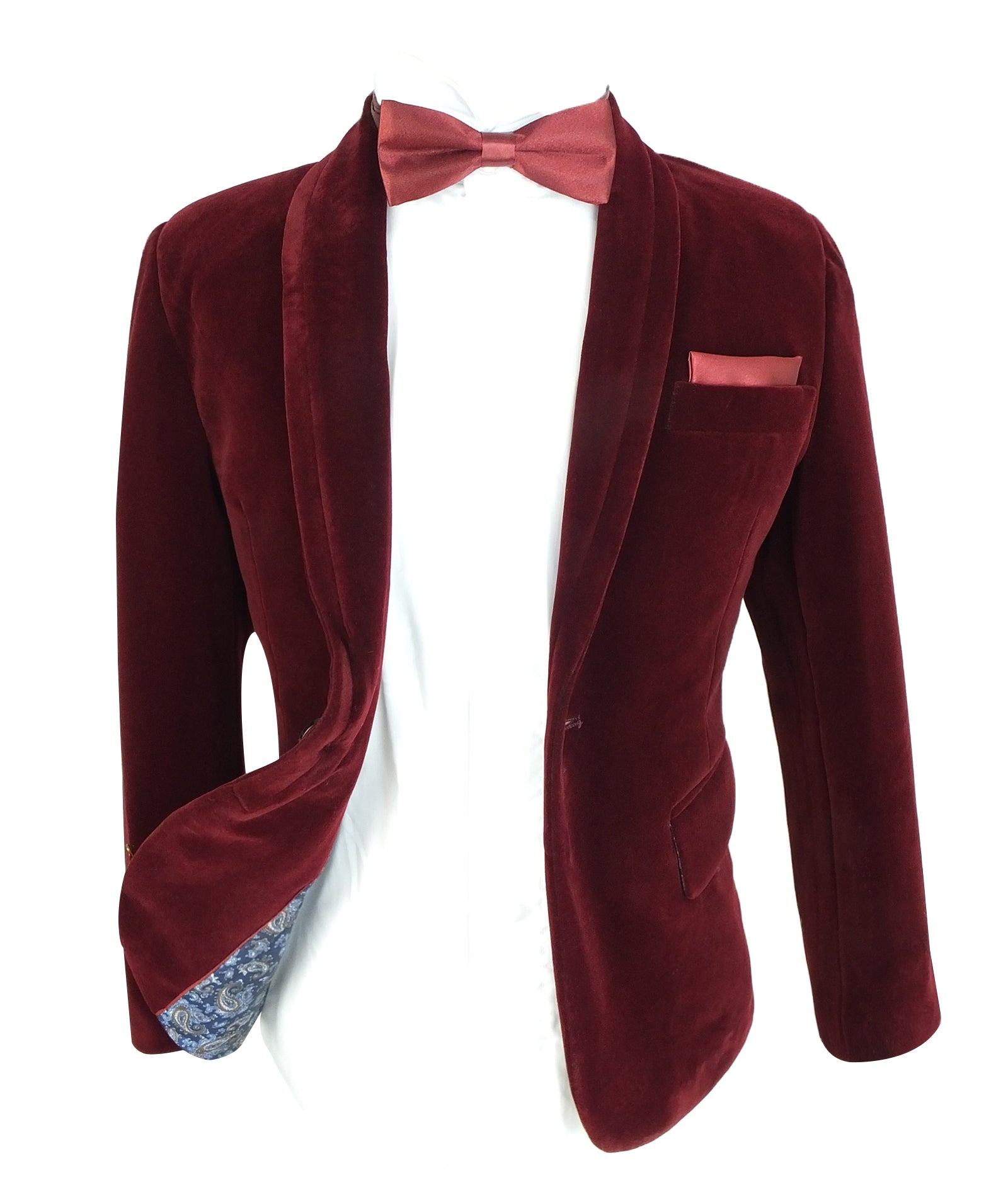 Boys Formal Velvet Blazer Jacket - Burgundy Front Open Picture