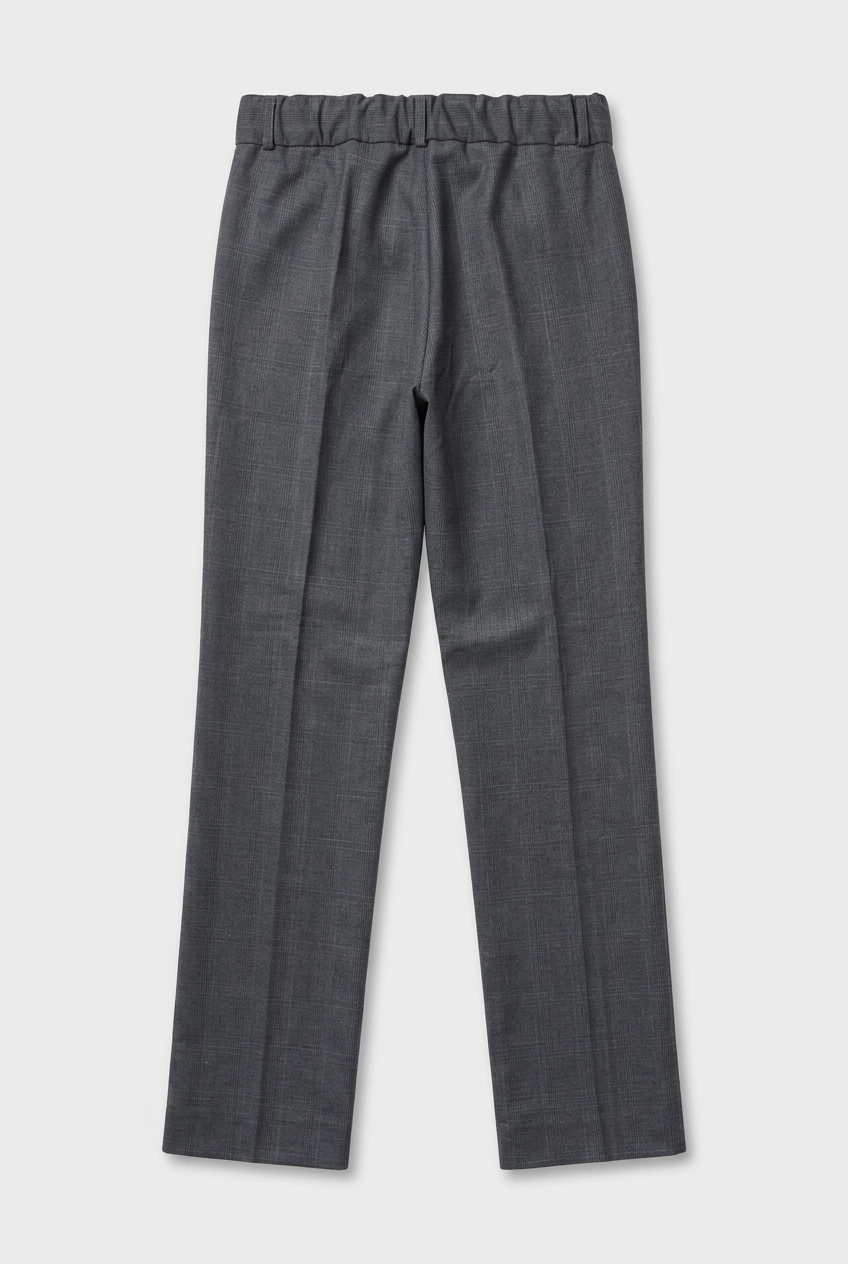 Boys Formal Wear Check Suit Wedding Windowpane 5 Piece Set in Dark Grey Trousers Back Picture