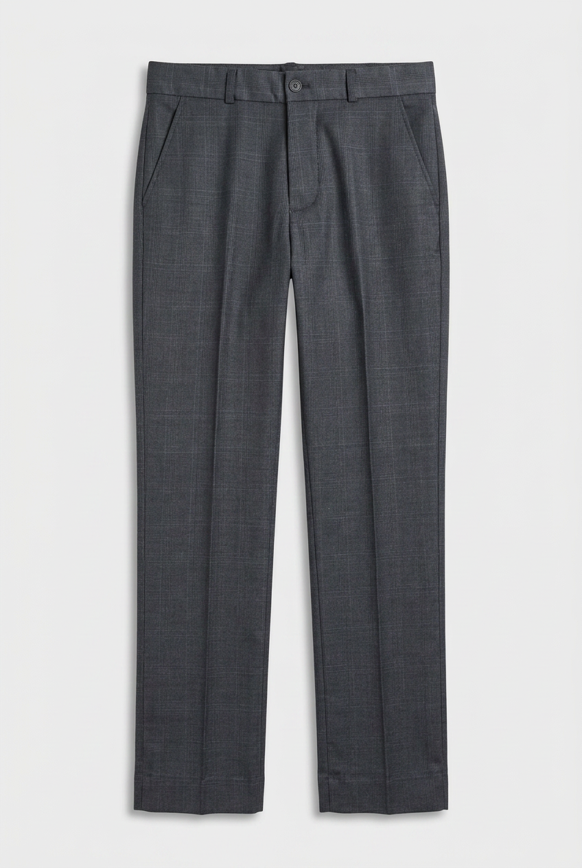 Boys Formal Wear Check Suit Wedding Windowpane 5 Piece Set in Dark Grey Trousers Front Picture