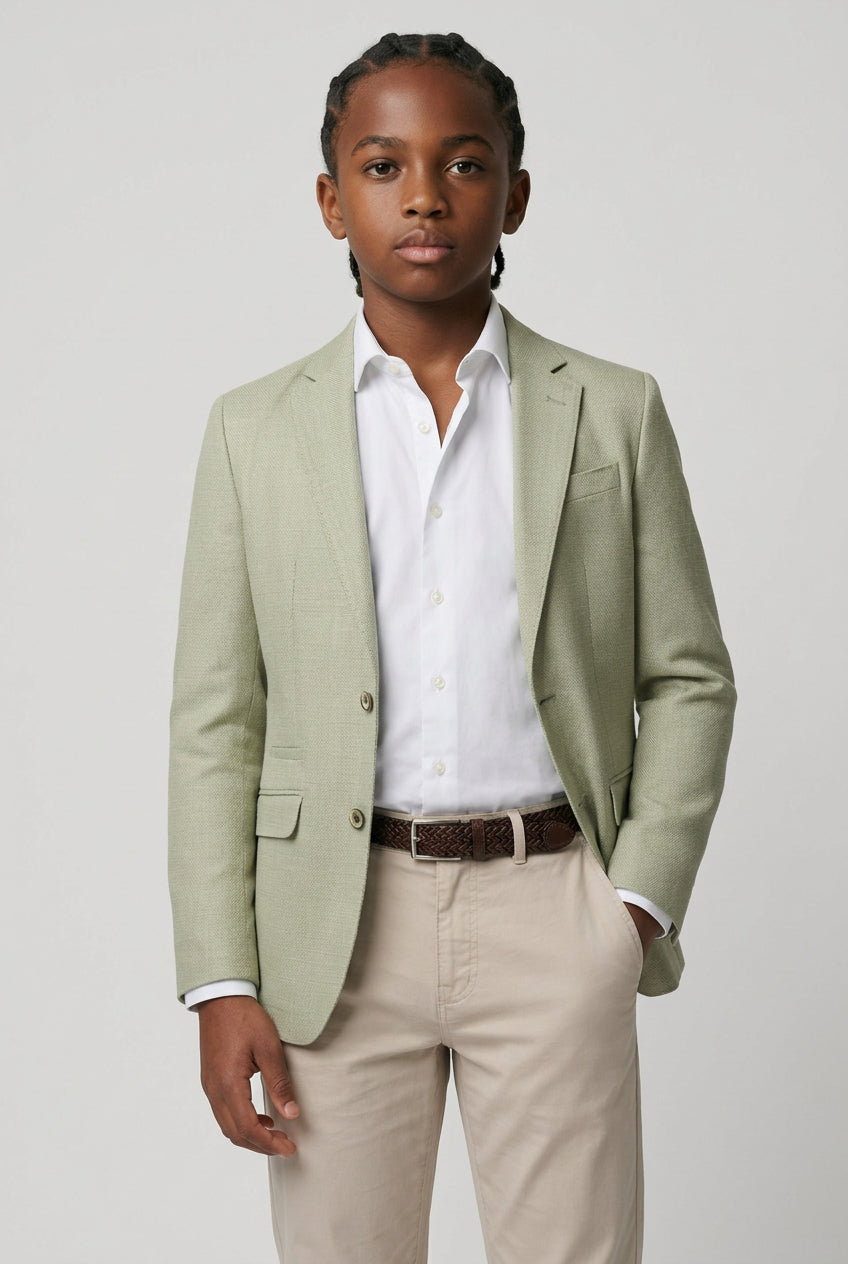 Boys Herringbone Twill Blazer - Kovan - Sage Green