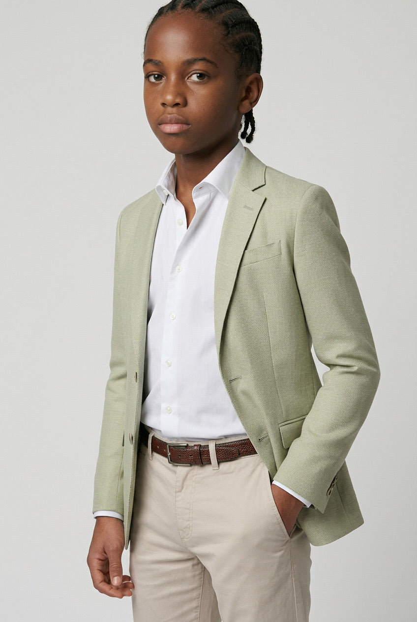 Boys Herringbone Twill Blazer - Kovan - Sage Green