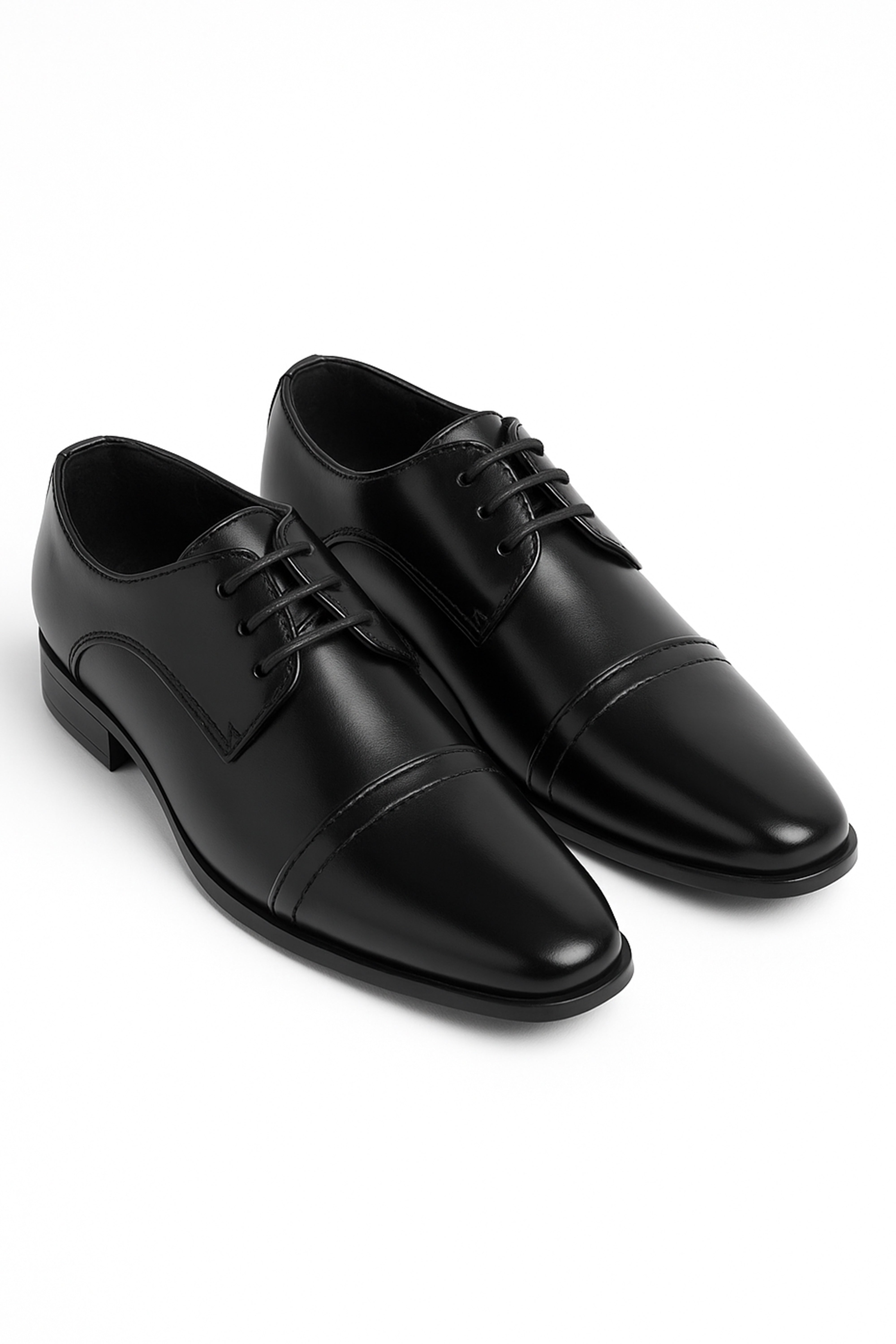 Boys Lace Up Black Formal Dress Shoes - Black Pair Side Picture