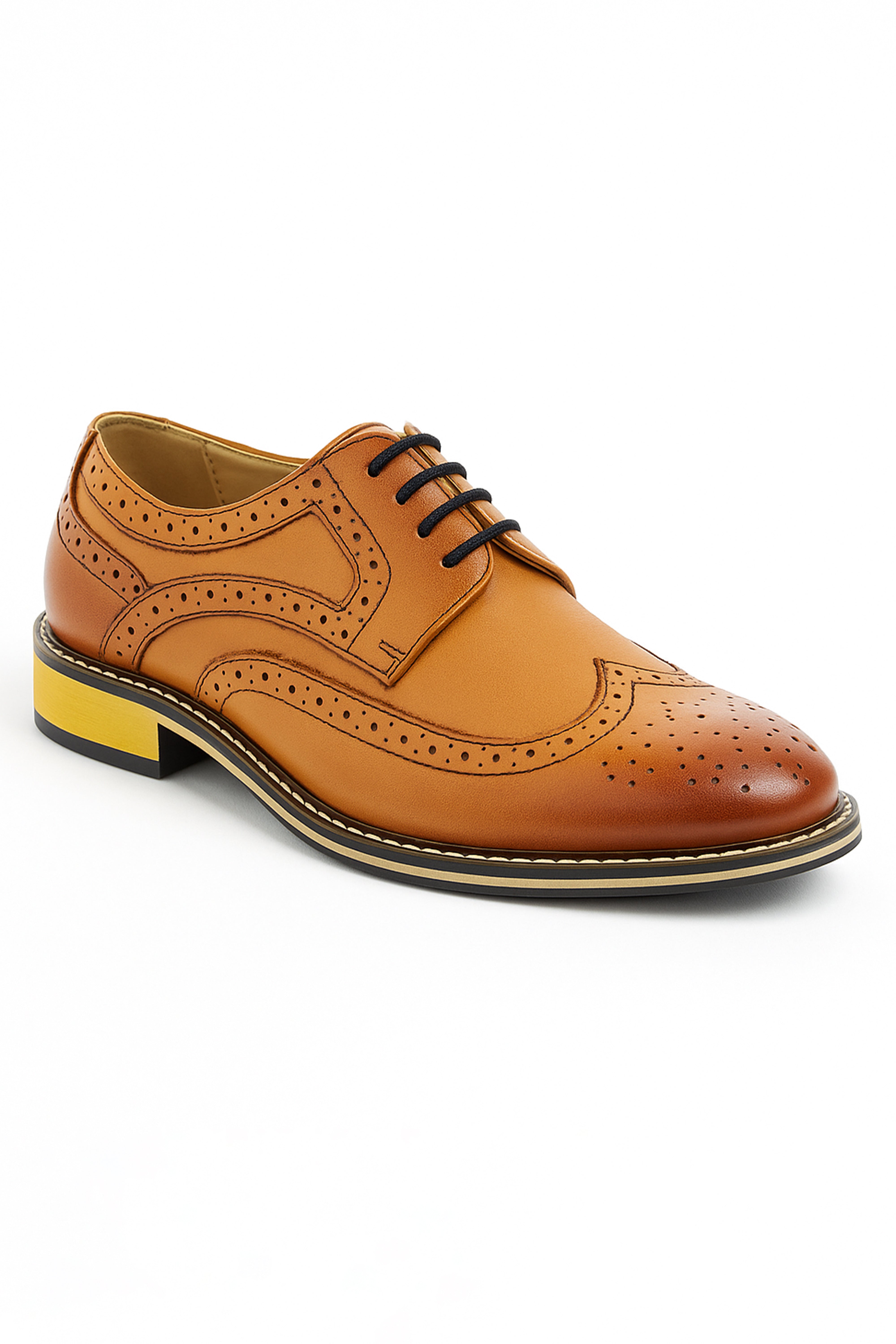 Boys Lace Up Leather Brogue Shoes - Tan Brown Side Picture