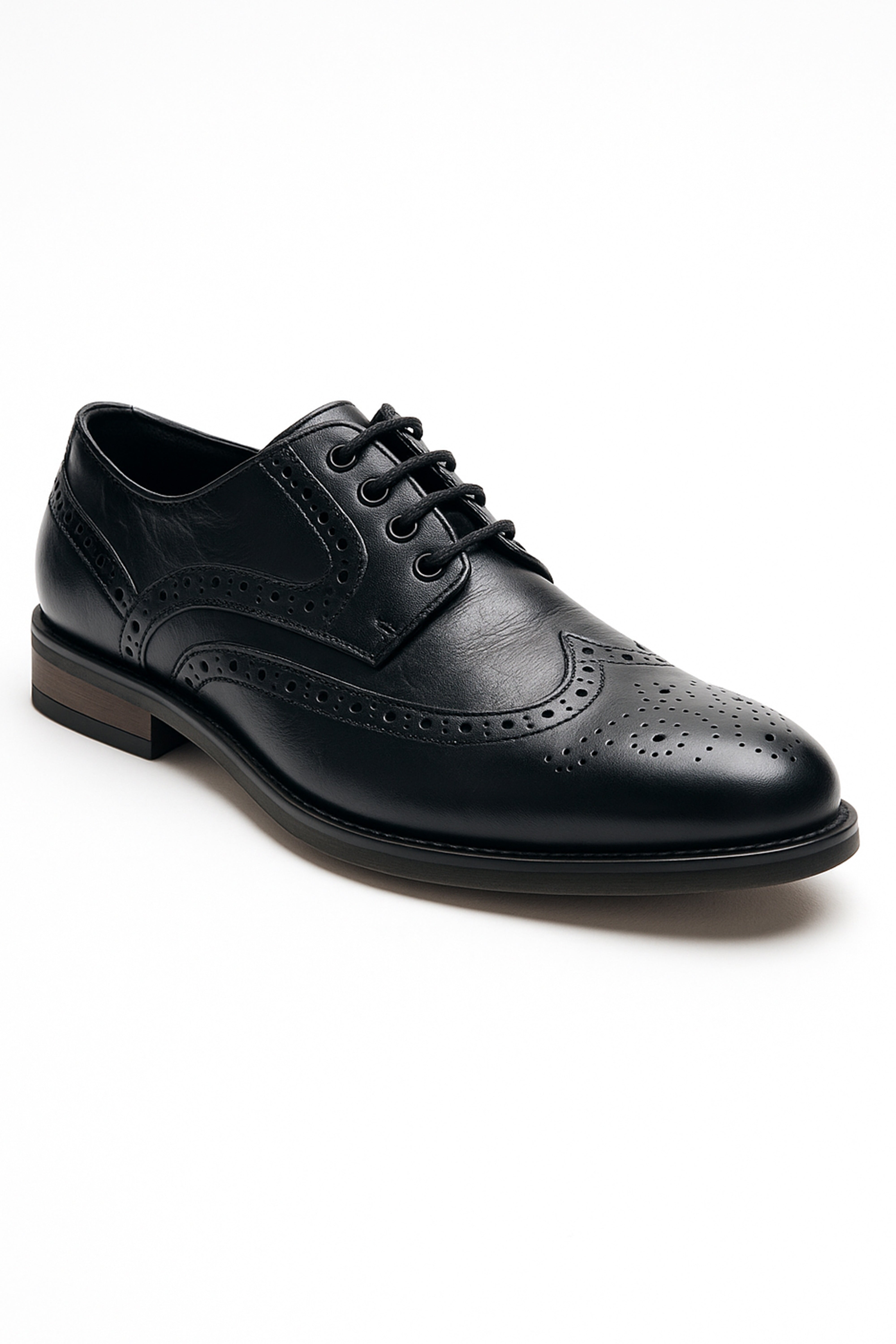 Boys Lace Up Oxford Brogue shoes - RUSSEL - Black Side Picture