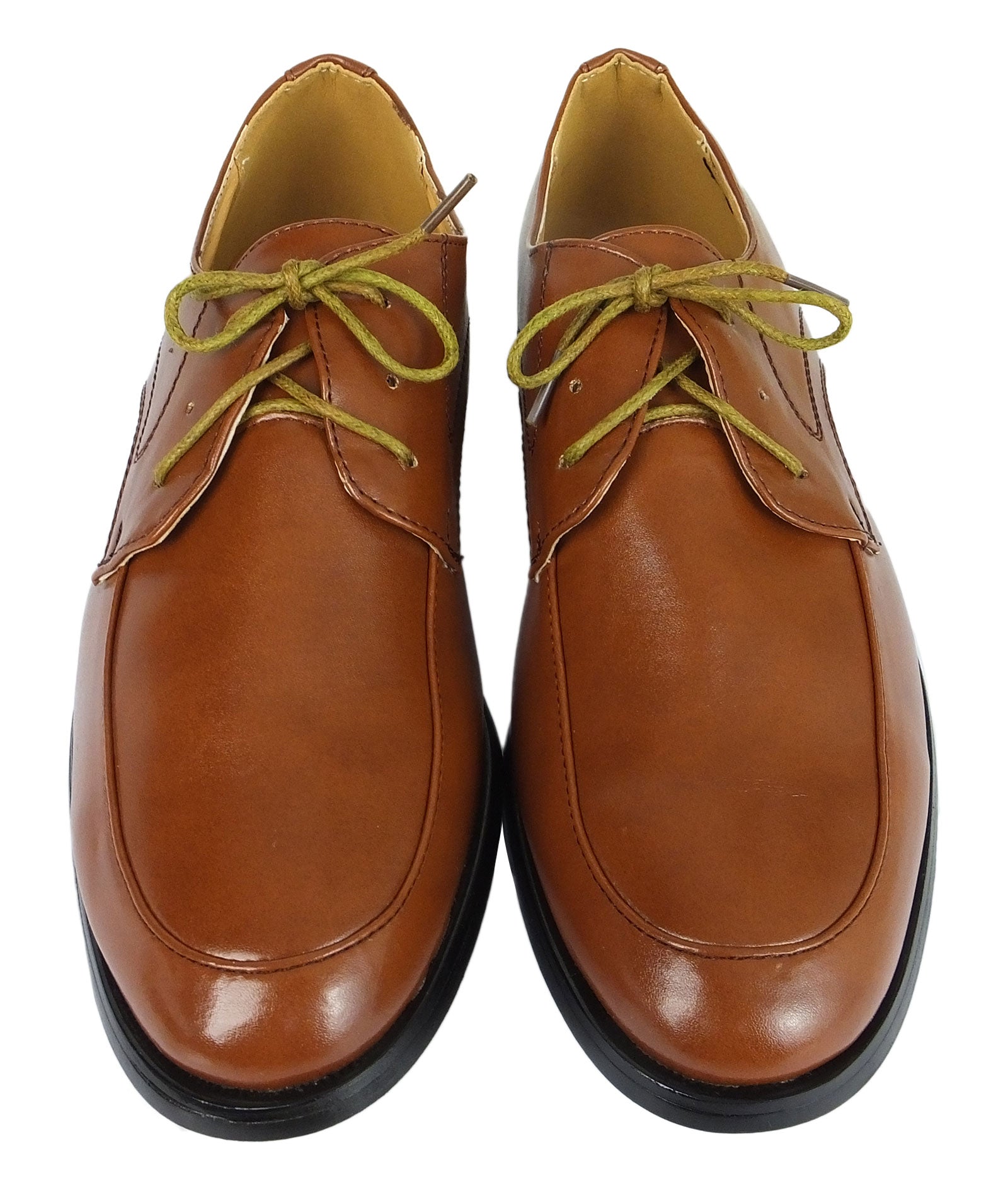 Boys Lace Up Patent Derby Shoes - Brown