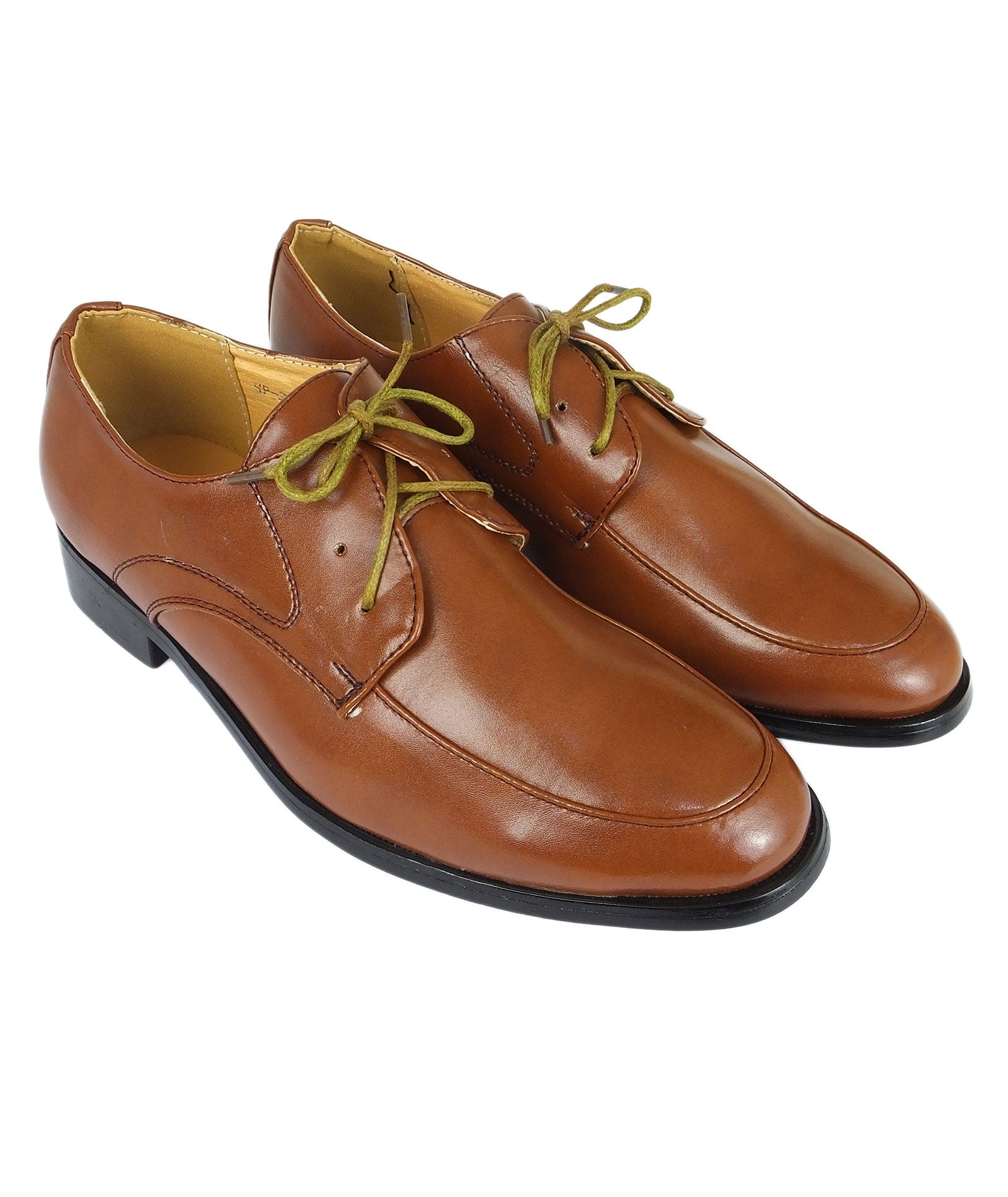 Boys Lace Up Patent Derby Shoes - Brown