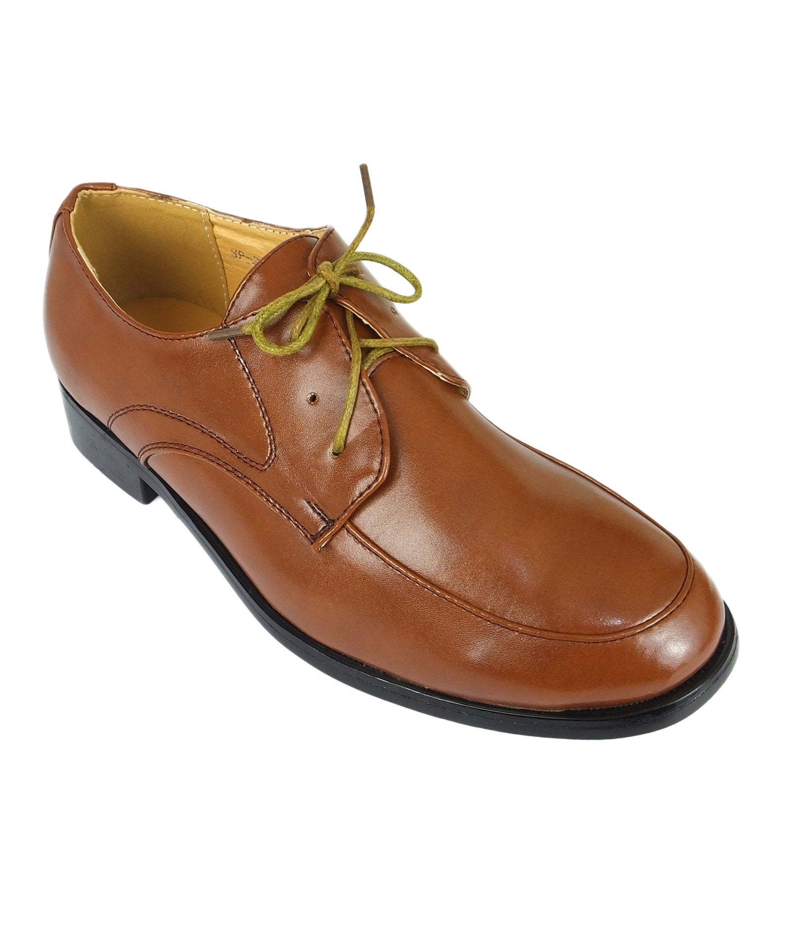 Boys Lace Up Patent Derby Shoes - Brown