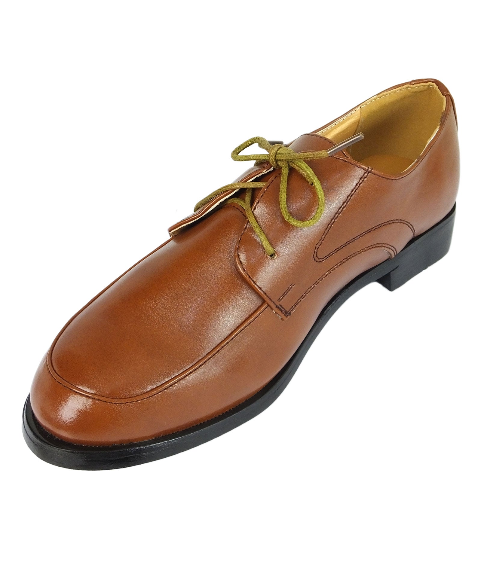Boys Lace Up Patent Derby Shoes - Brown