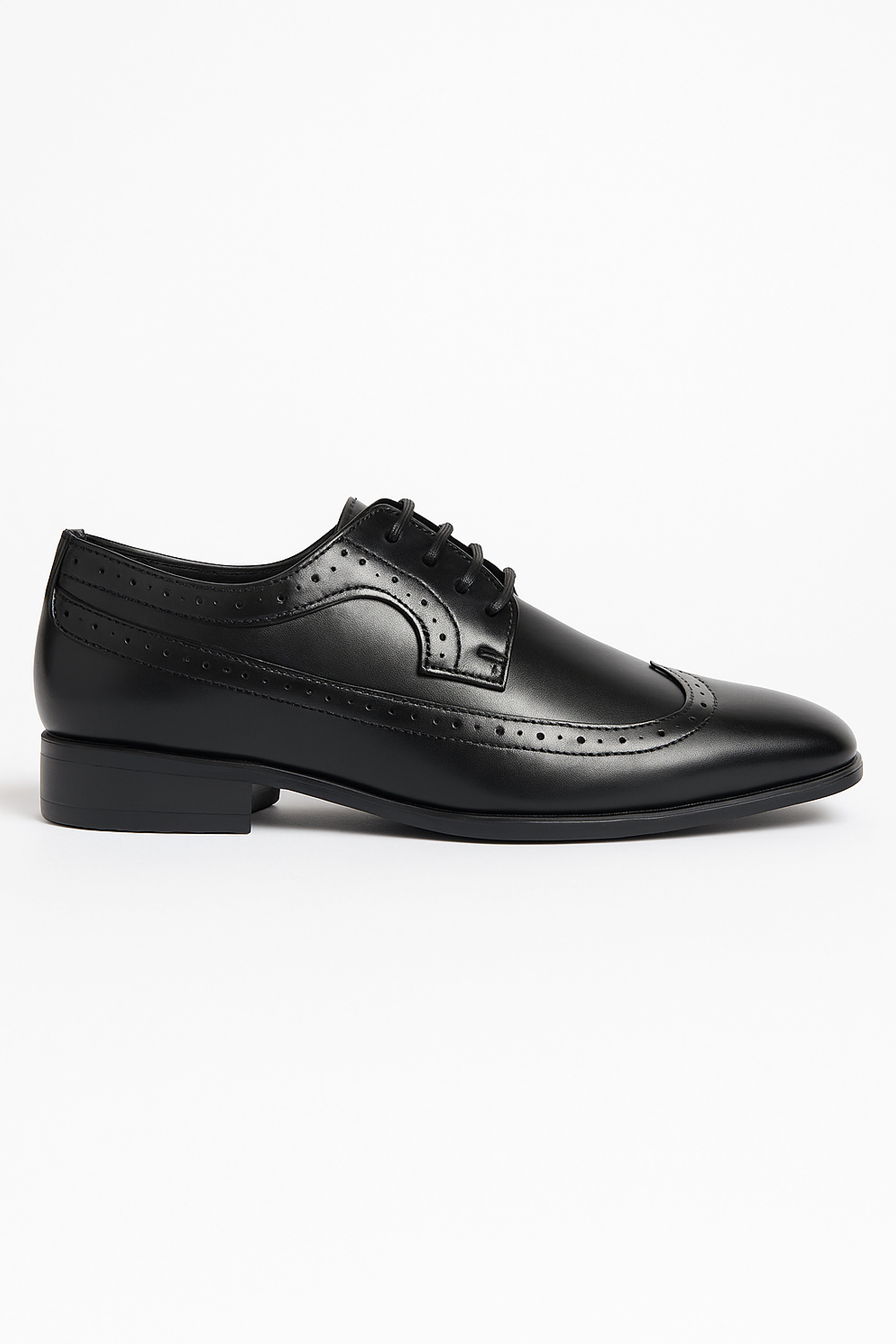 Boys Lace Up Wingtip Brogue Shoes - Black