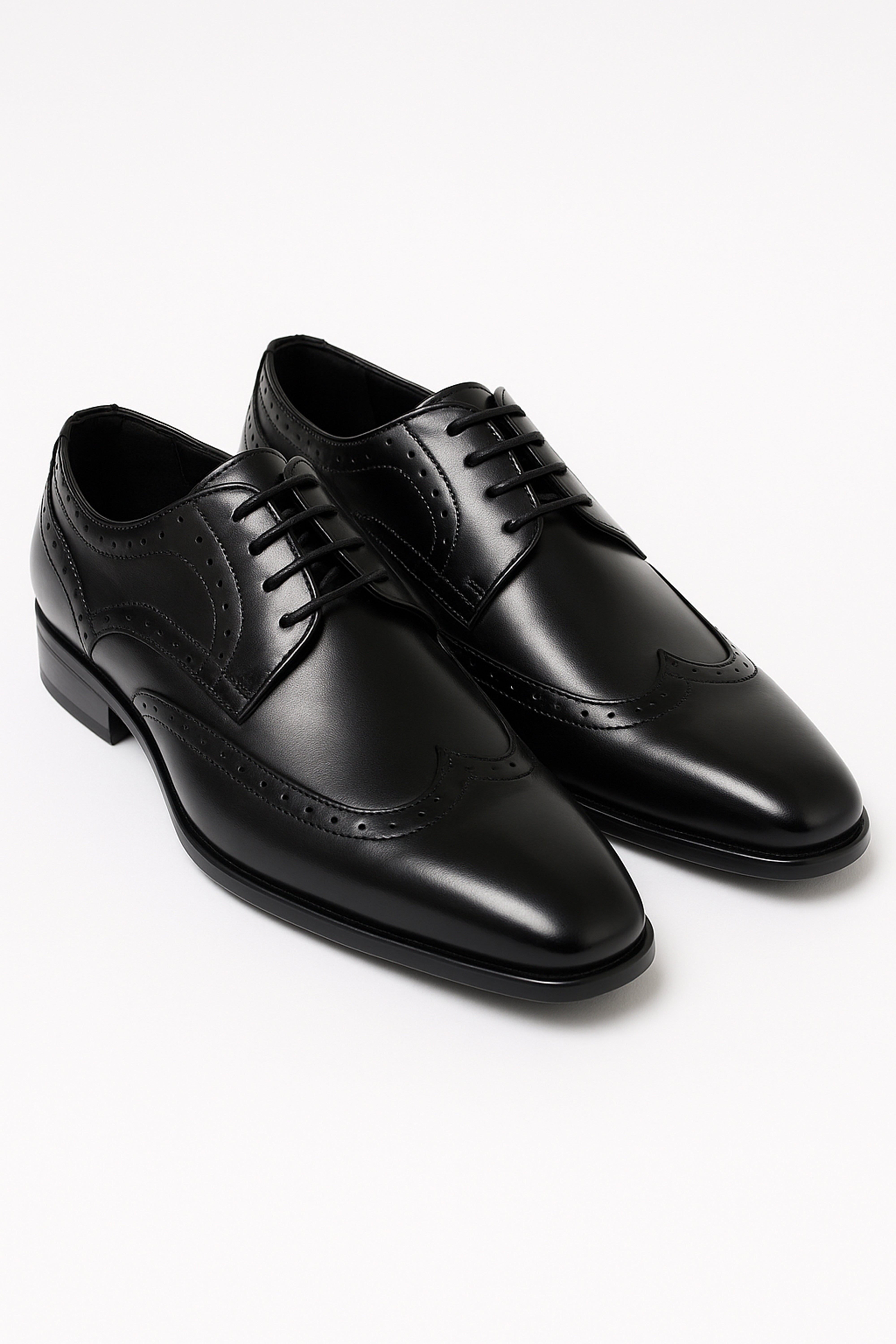 Boys Lace Up Wingtip Brogue Shoes - Black Side Picture