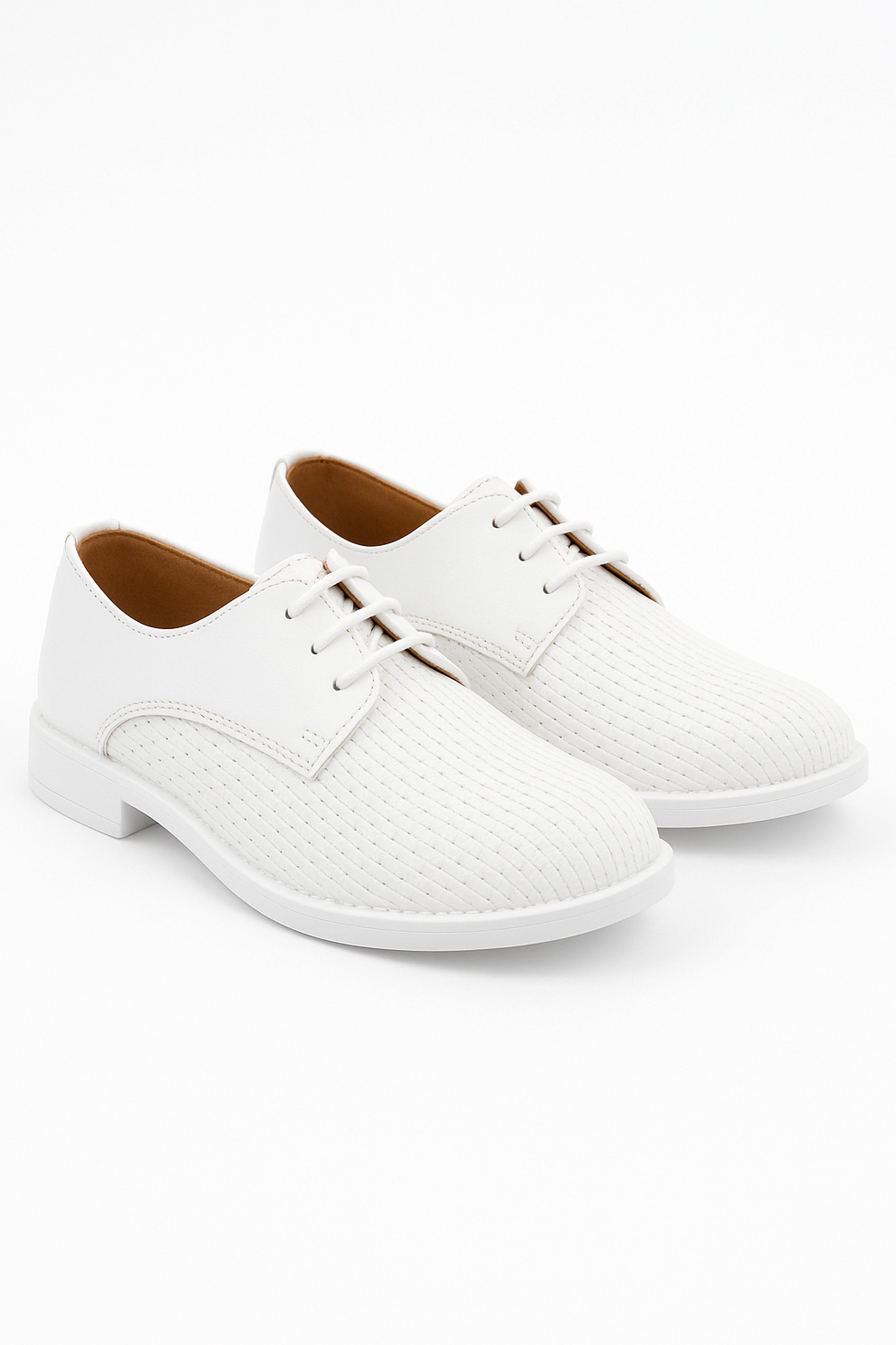 Boys Leather Lace Up Formal Shoes - White