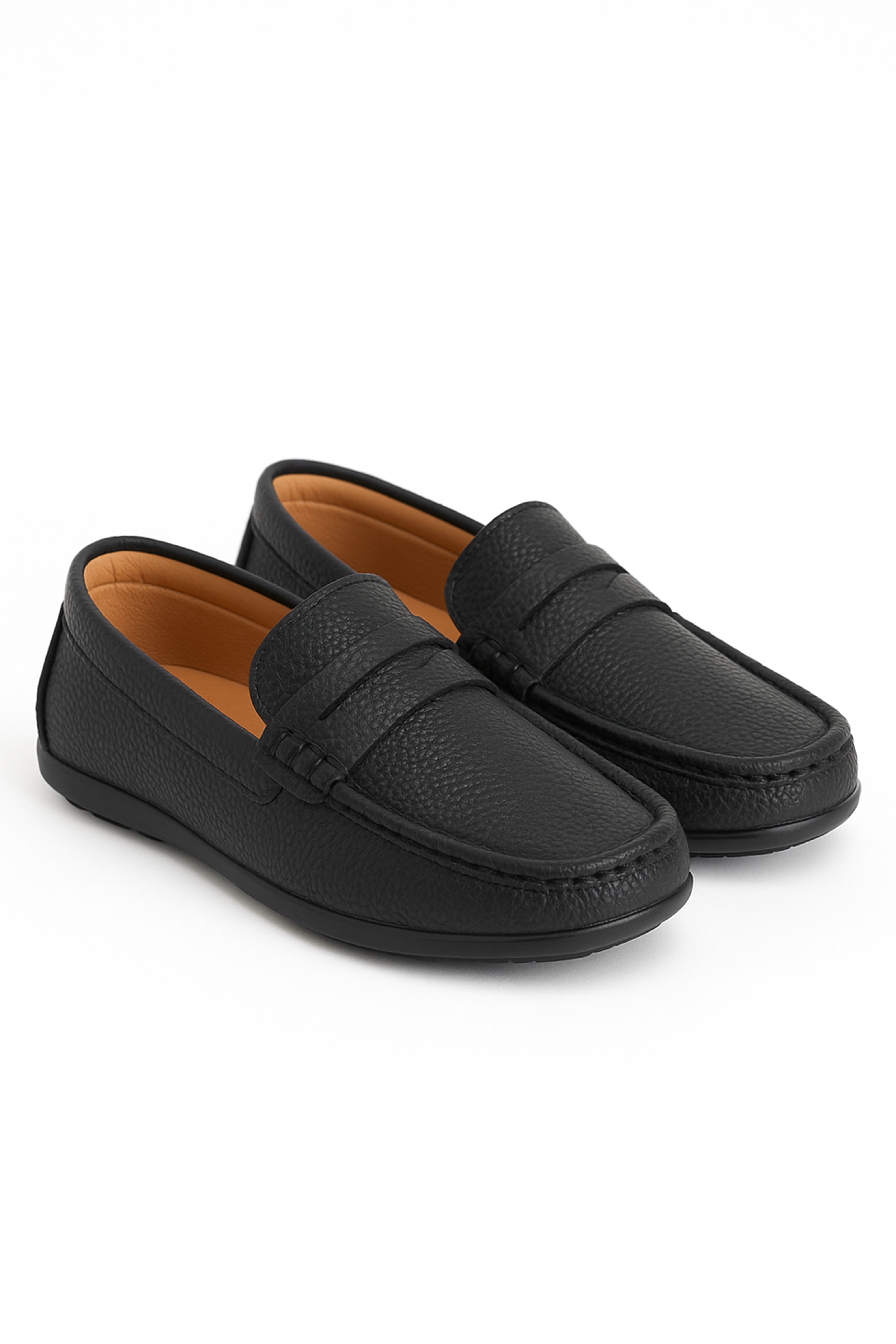 Boys Leather Penny Loafer - HUGO - Black Pair Side Picture