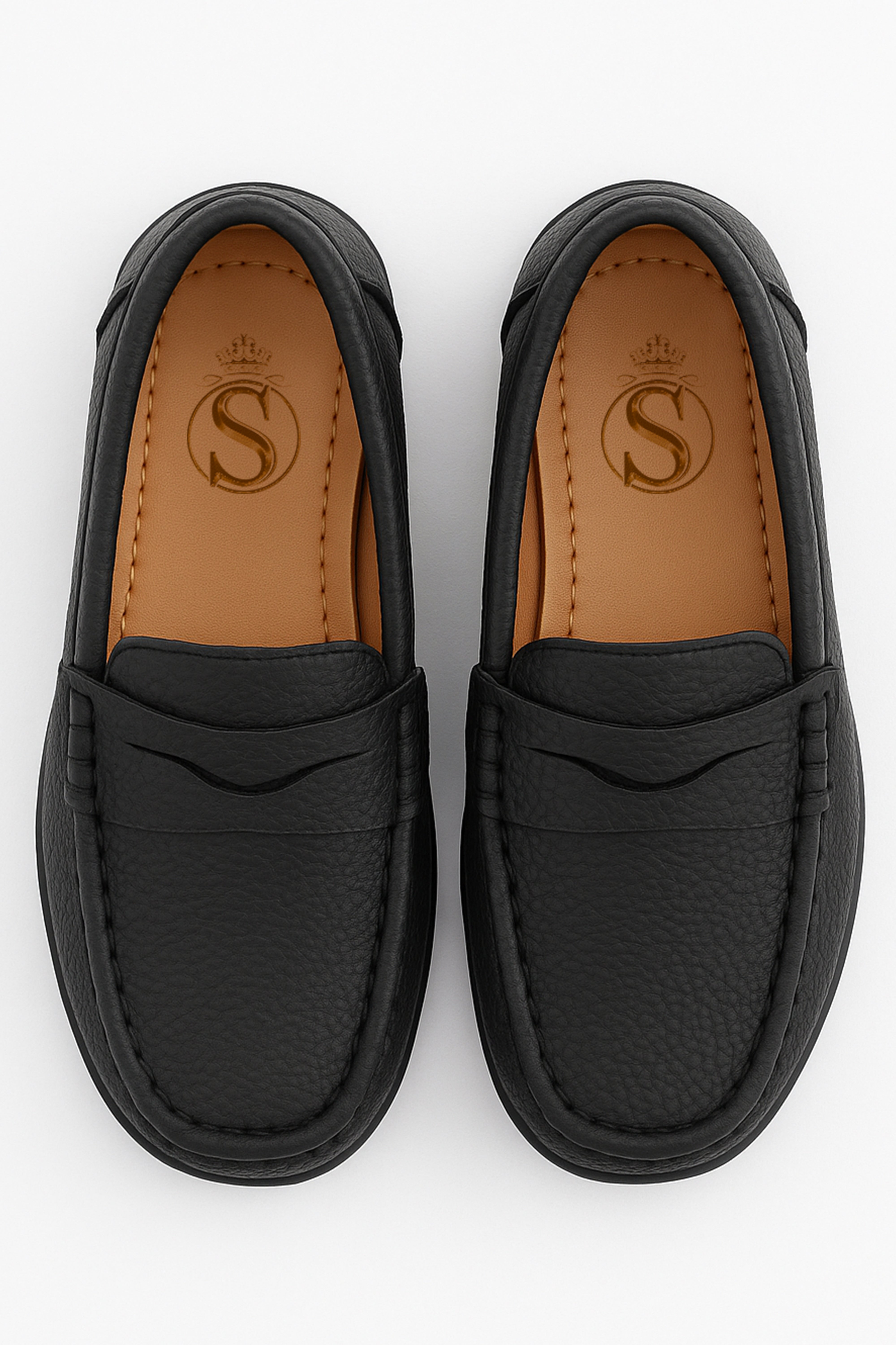 Boys Leather Penny Loafer - HUGO - Black Front Picture