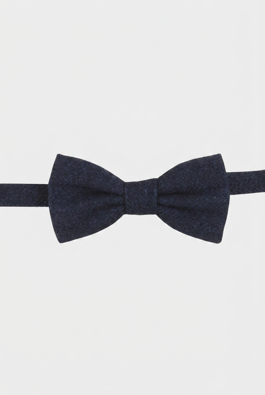 Boys Navy Herringbone Tweed Dickie Bow Tie | Formal Wedding & Party Bow Tie