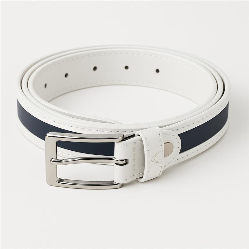 Boys Navy Patent Dress Belt for Formal and Everyday Wear - Navy - White