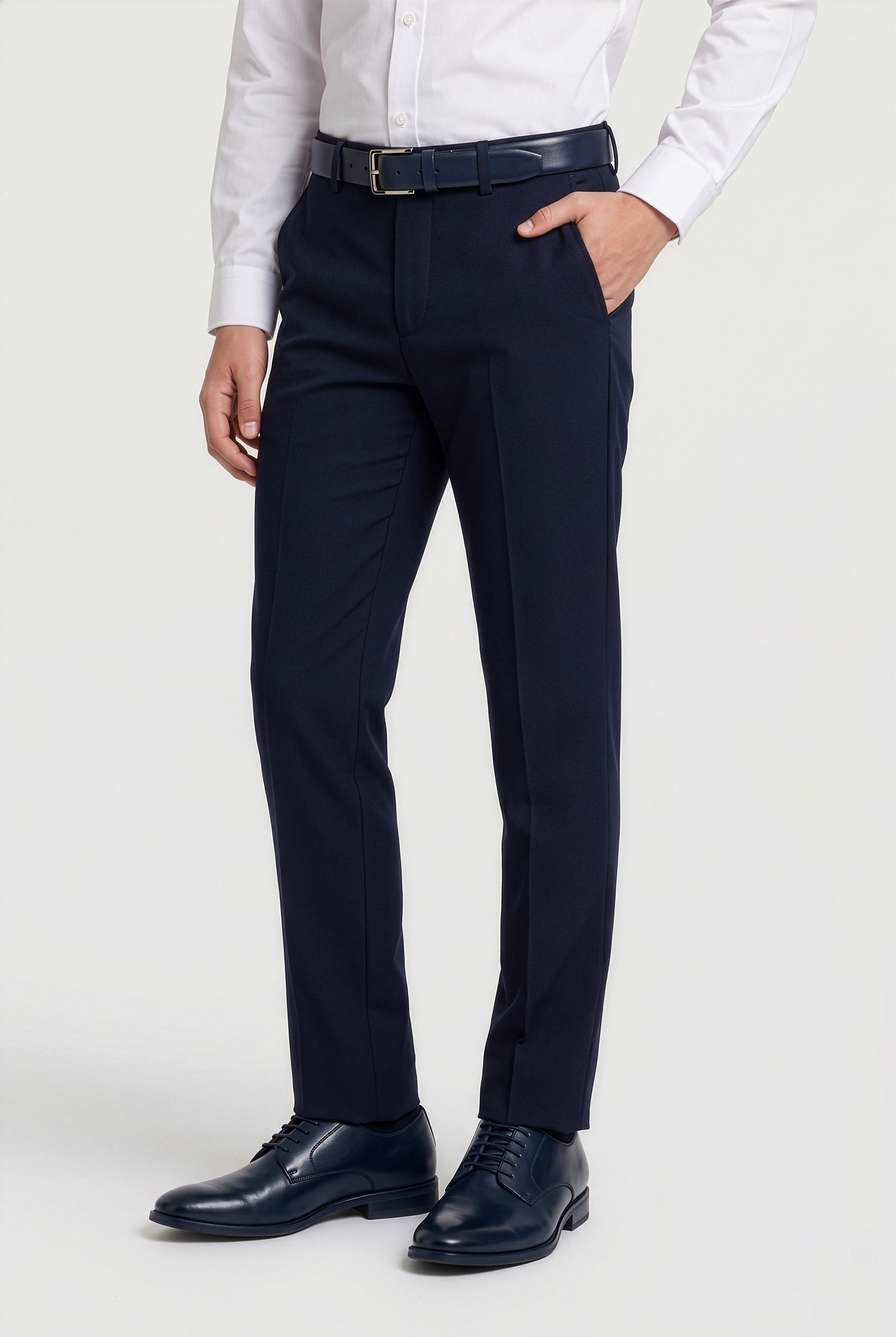 Boys Navy Slim Fit Formal Trousers