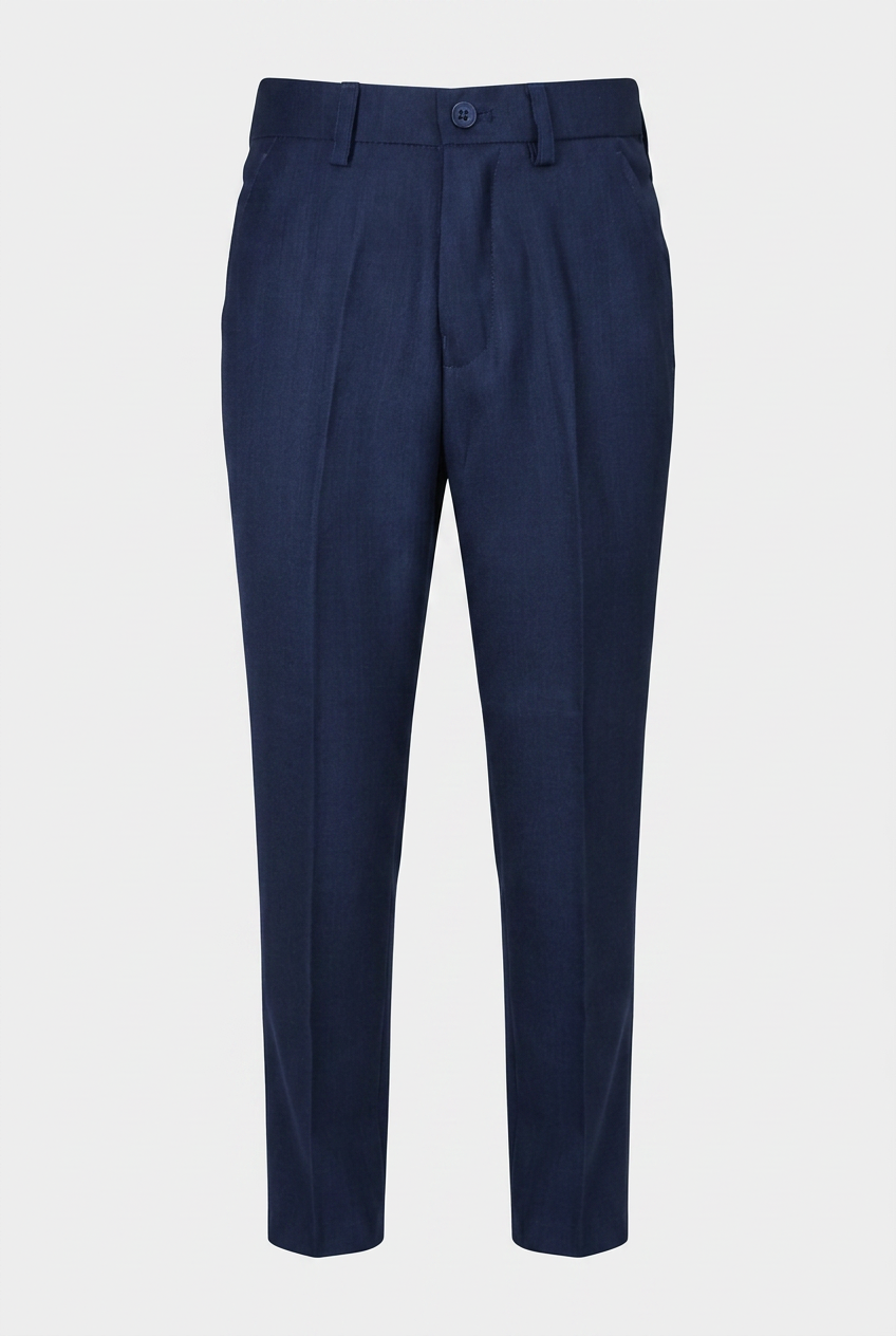 Boys Navy Suit with Grey Checked Waistcoat and Tie
