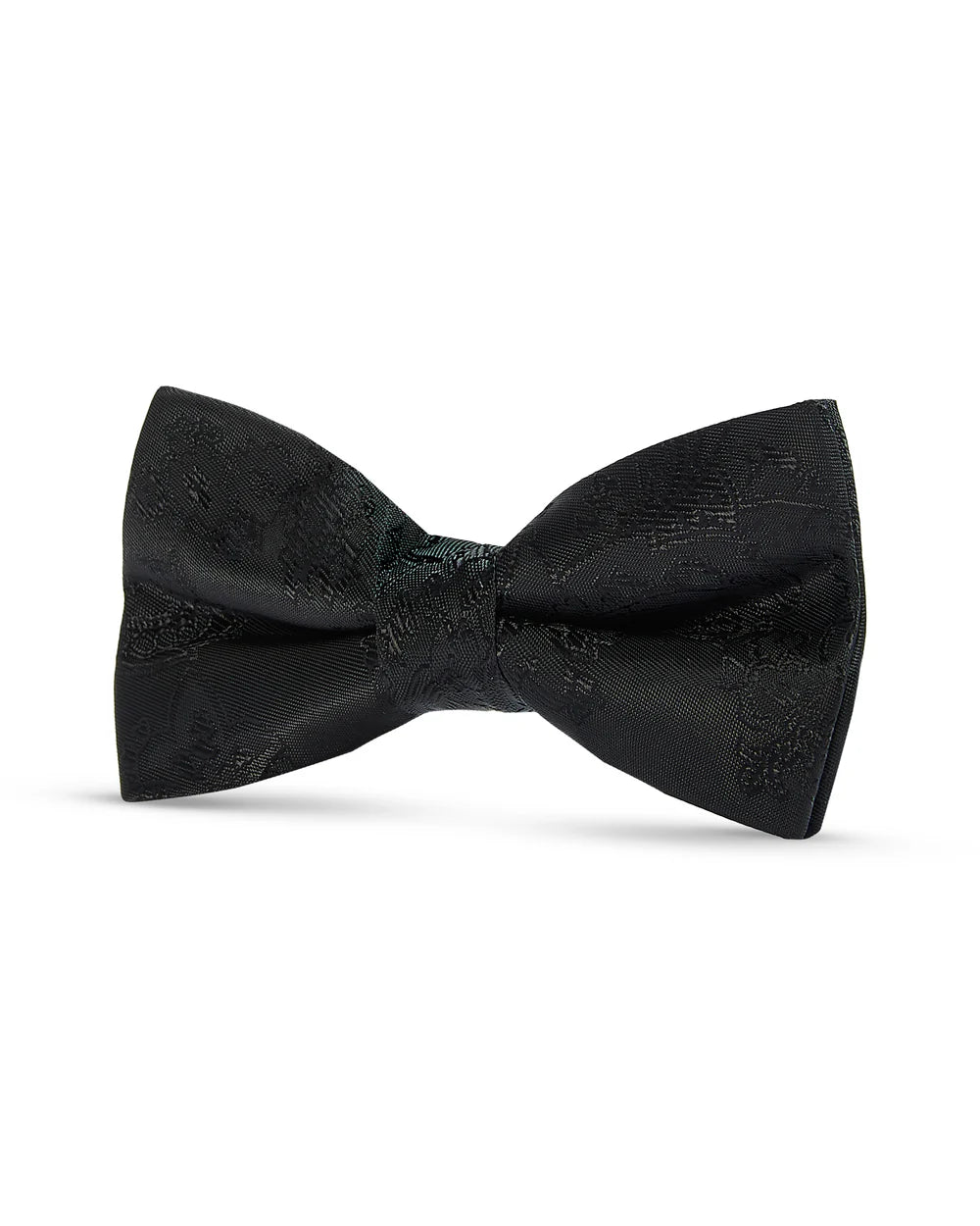 Boys Paisley Jacquard Pre-Tied Bow Tie with Adjustable Clip Neck Strap - Black